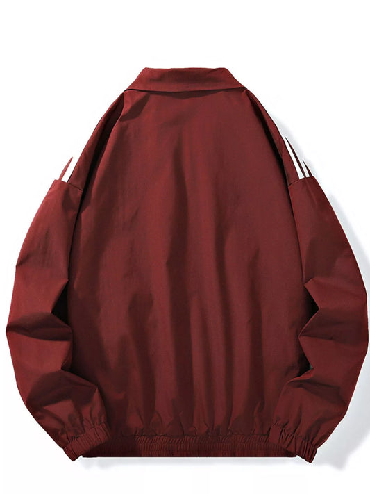 Men's Plus Size Striped Zip Up Jacket