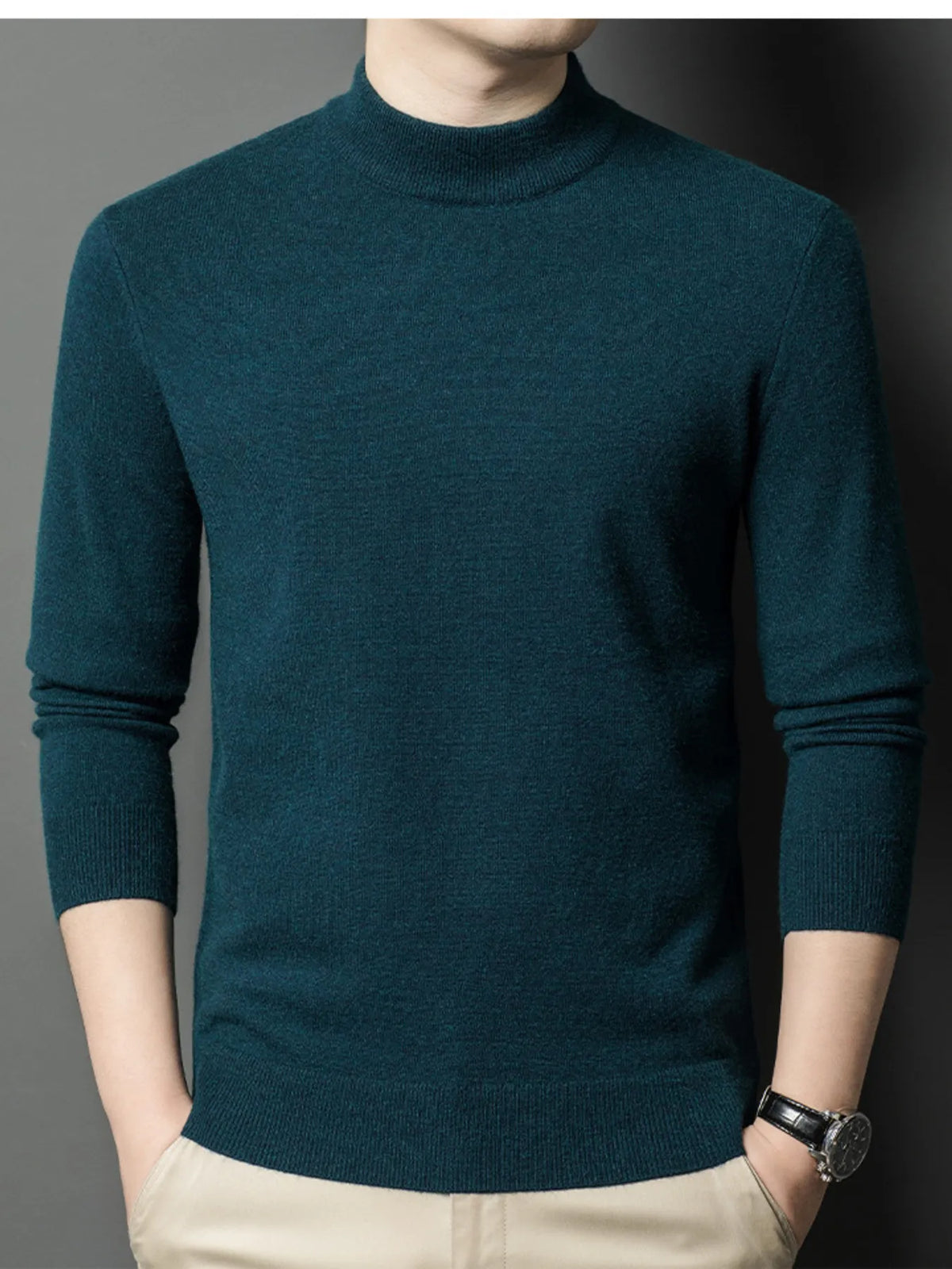 Men's Plus Size Mock Neck Long Sleeve Knit Top