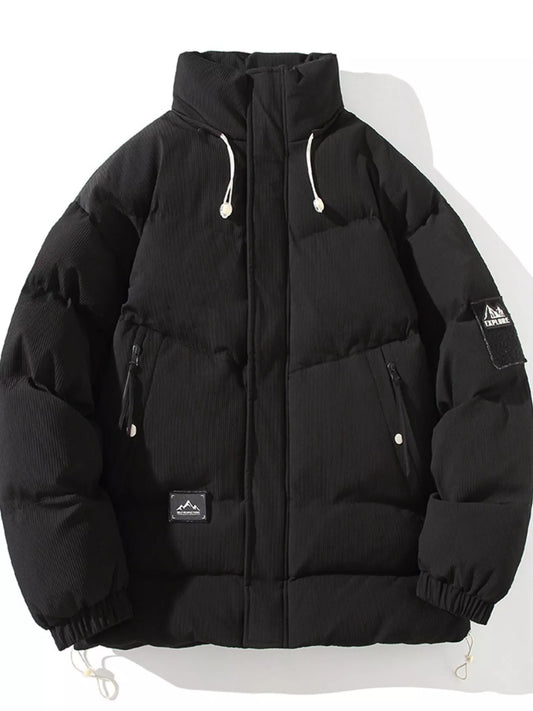 Men's Plus Size Zip Up Long Sleeve Puffer Jacket