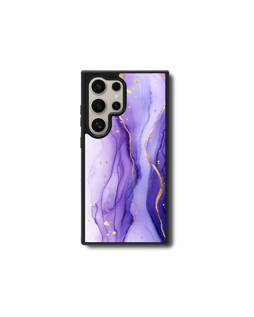 Watercolor Phone Case - Purple Marble with Gold Accents