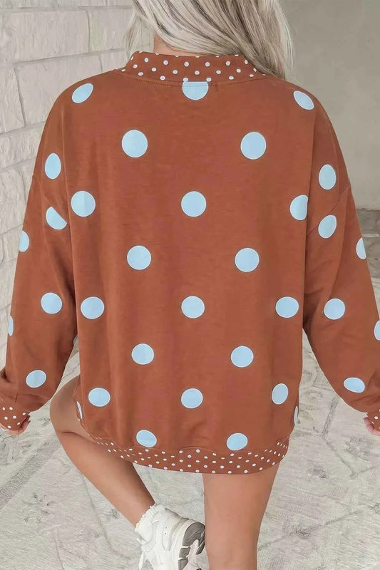 Polka Dot Dropped Shoulder Sweatshirt