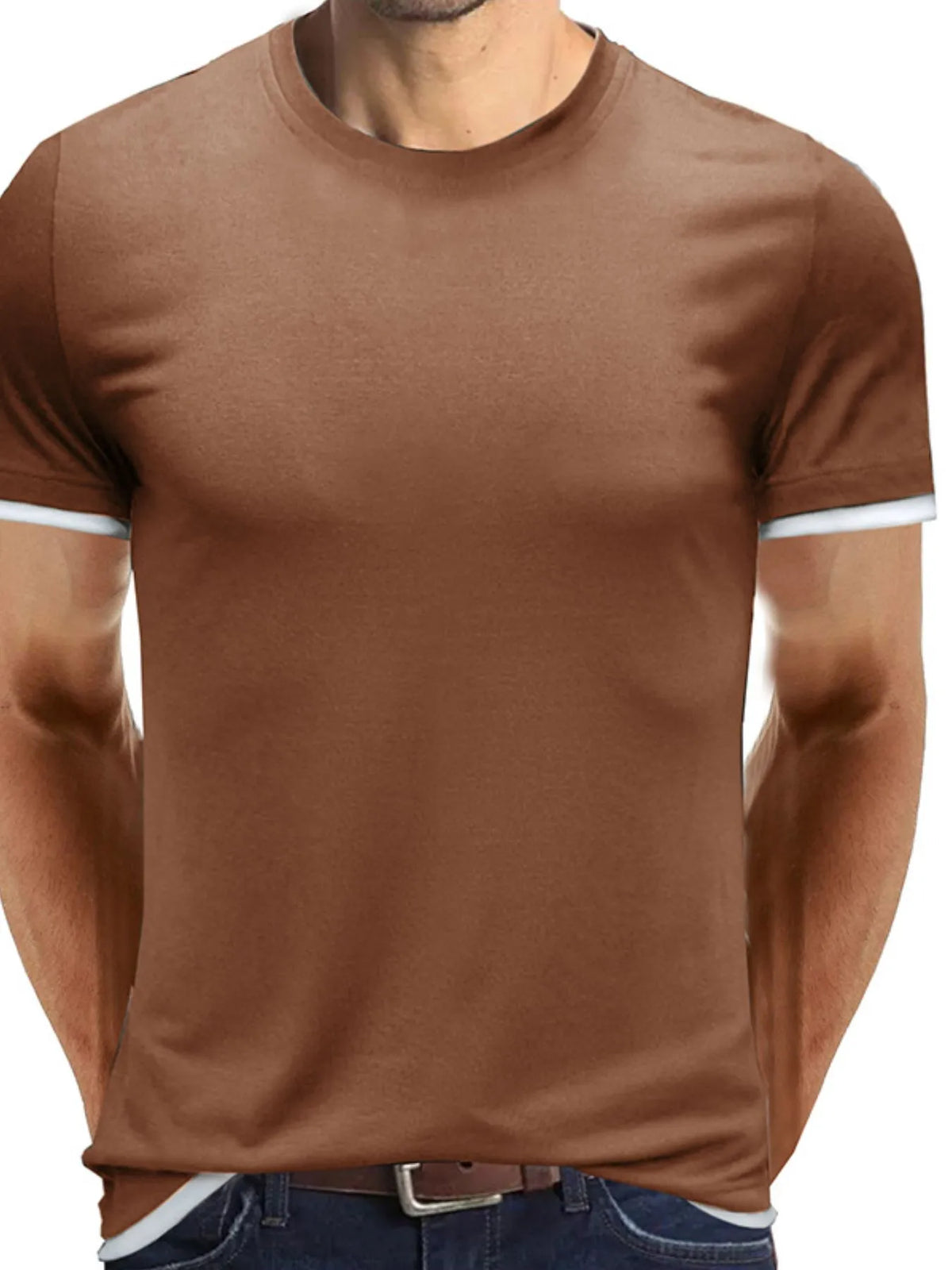 Men's Classic Contrast Trim Crew Neck T-Shirt