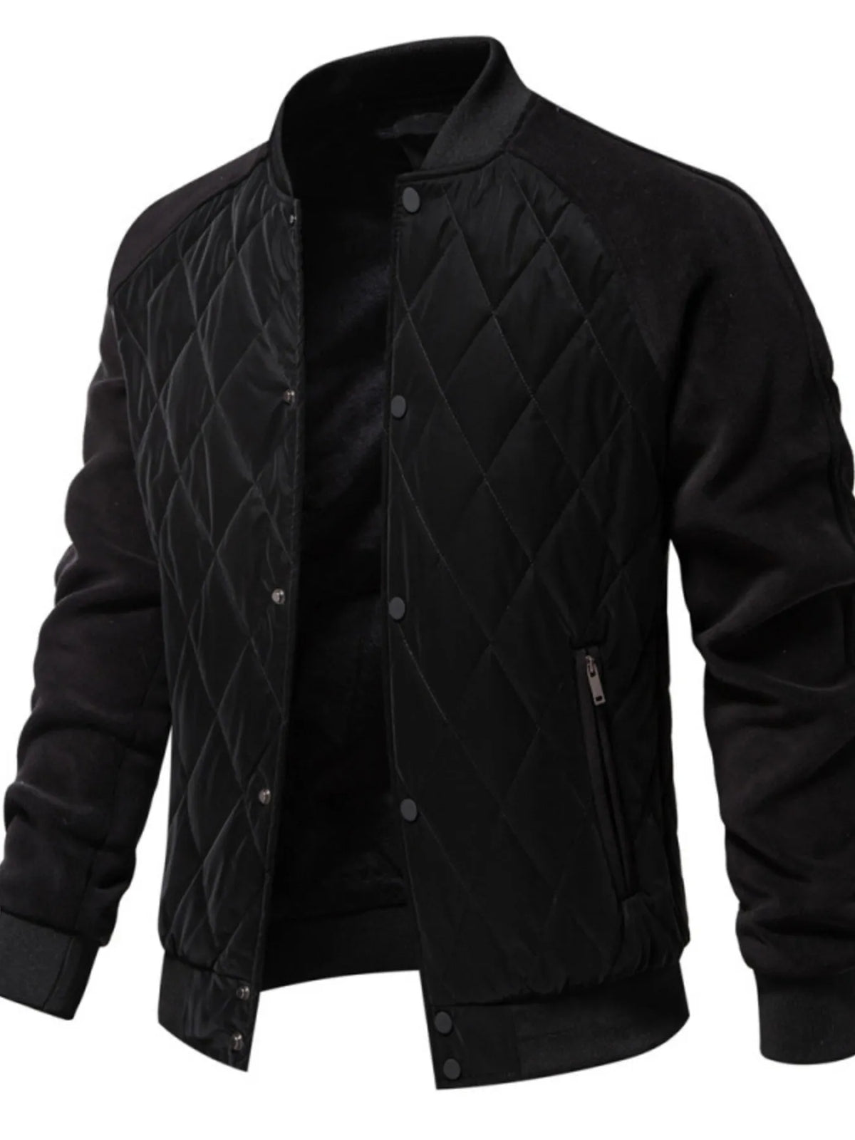 Men's Quilted Snap Down Long Sleeve Jacket