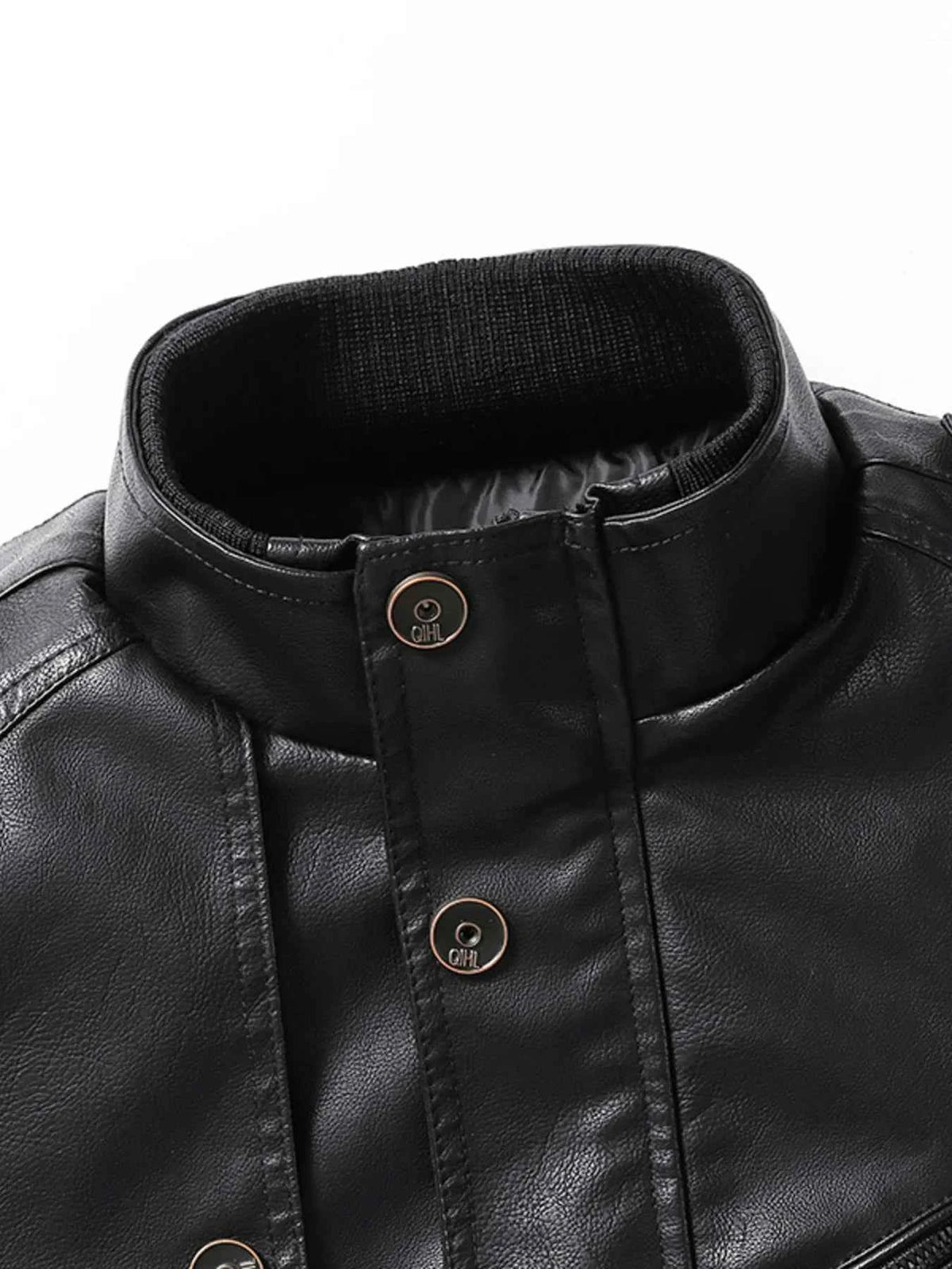 Men's Zip Up Long Sleeve Leather Jacket