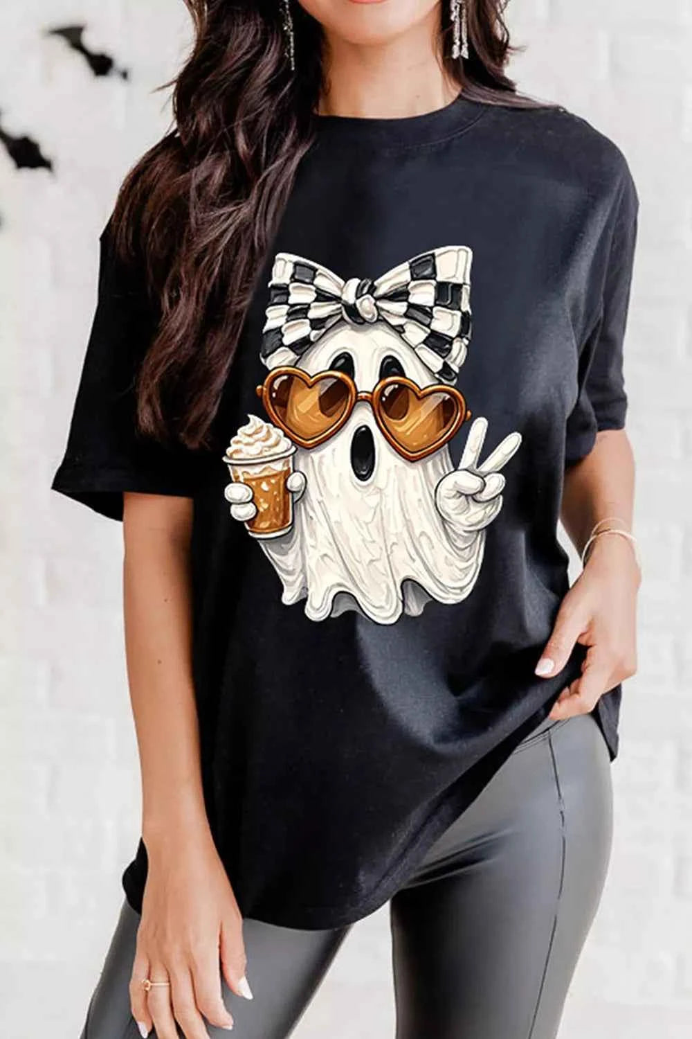 Full Size Halloween Ghost Graphic Short Sleeve T-Shirt Plus Size