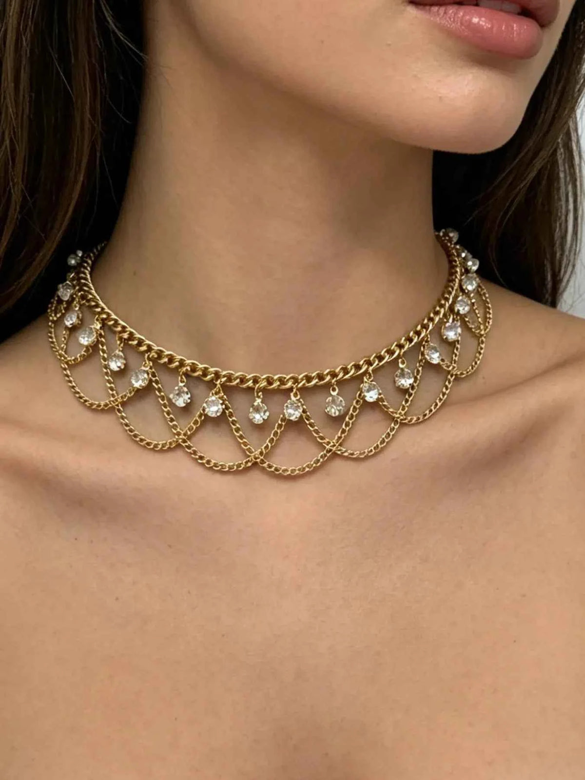 18K Gold-Plated Zircon Chain Necklace