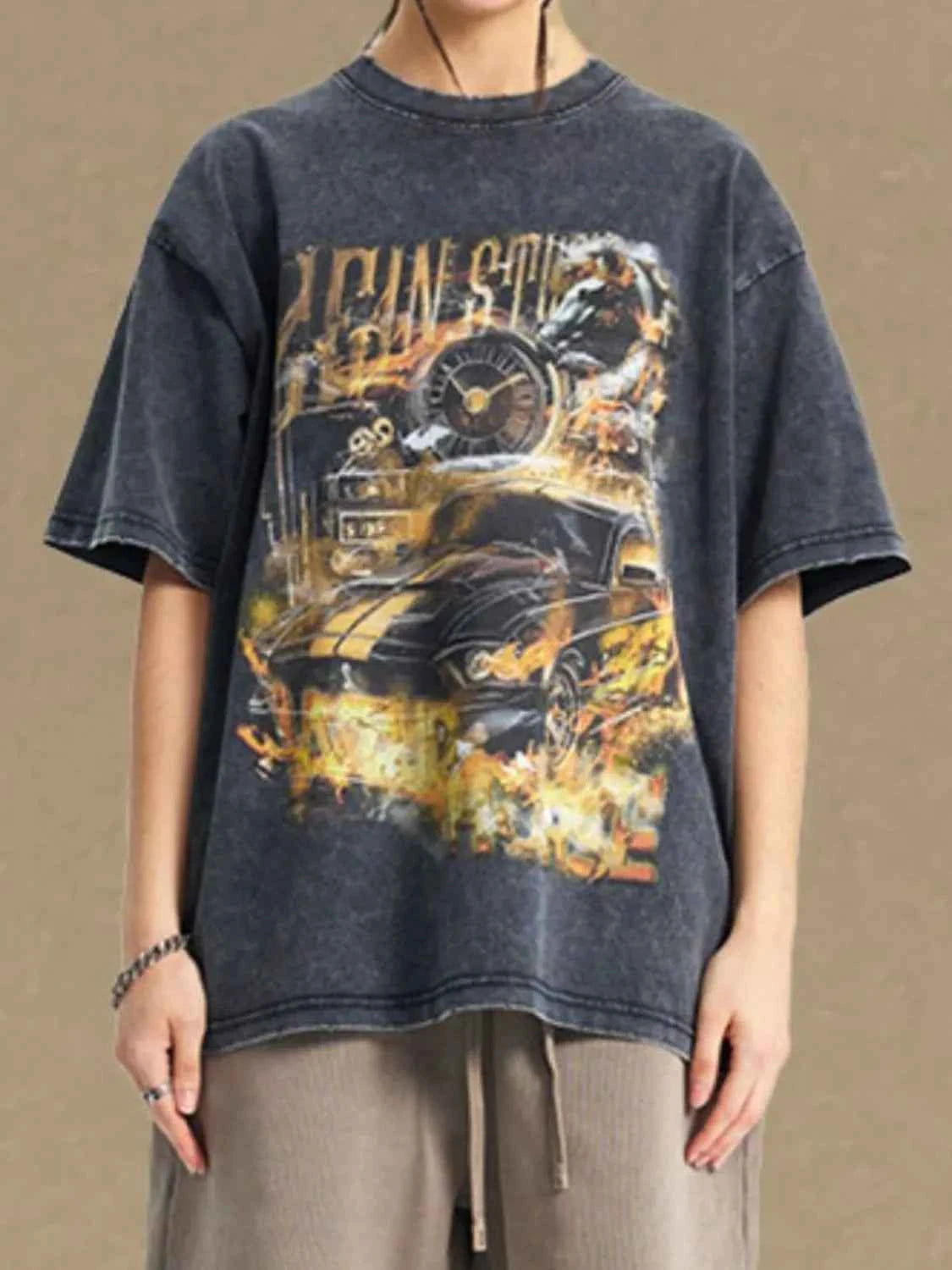 Men's Graphic Round Neck Half Sleeve T-Shirt