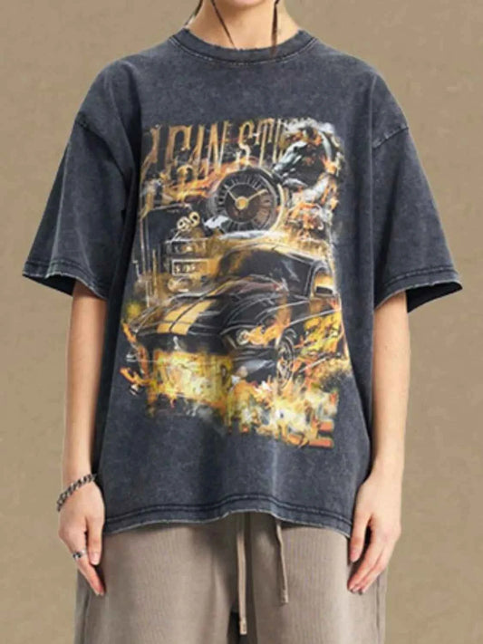Men's Graphic Round Neck Half Sleeve T-Shirt