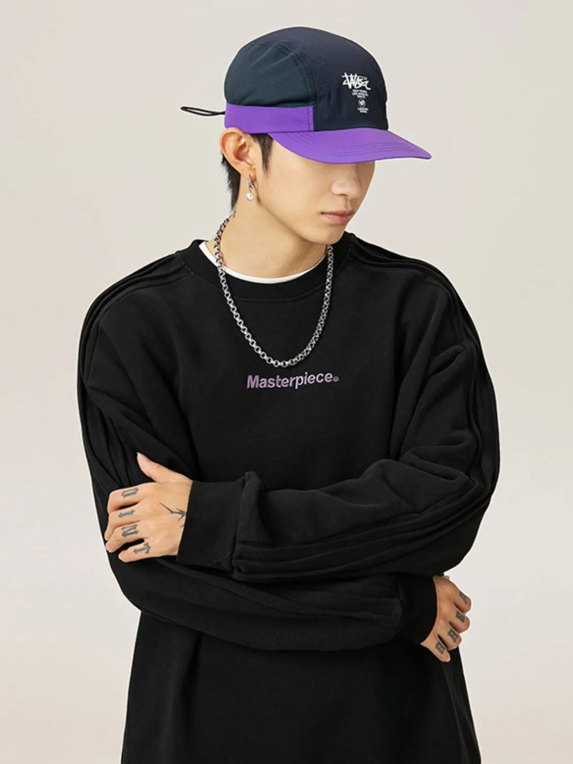 Men's Letter Round Neck Long Sleeve Sweatshirt
