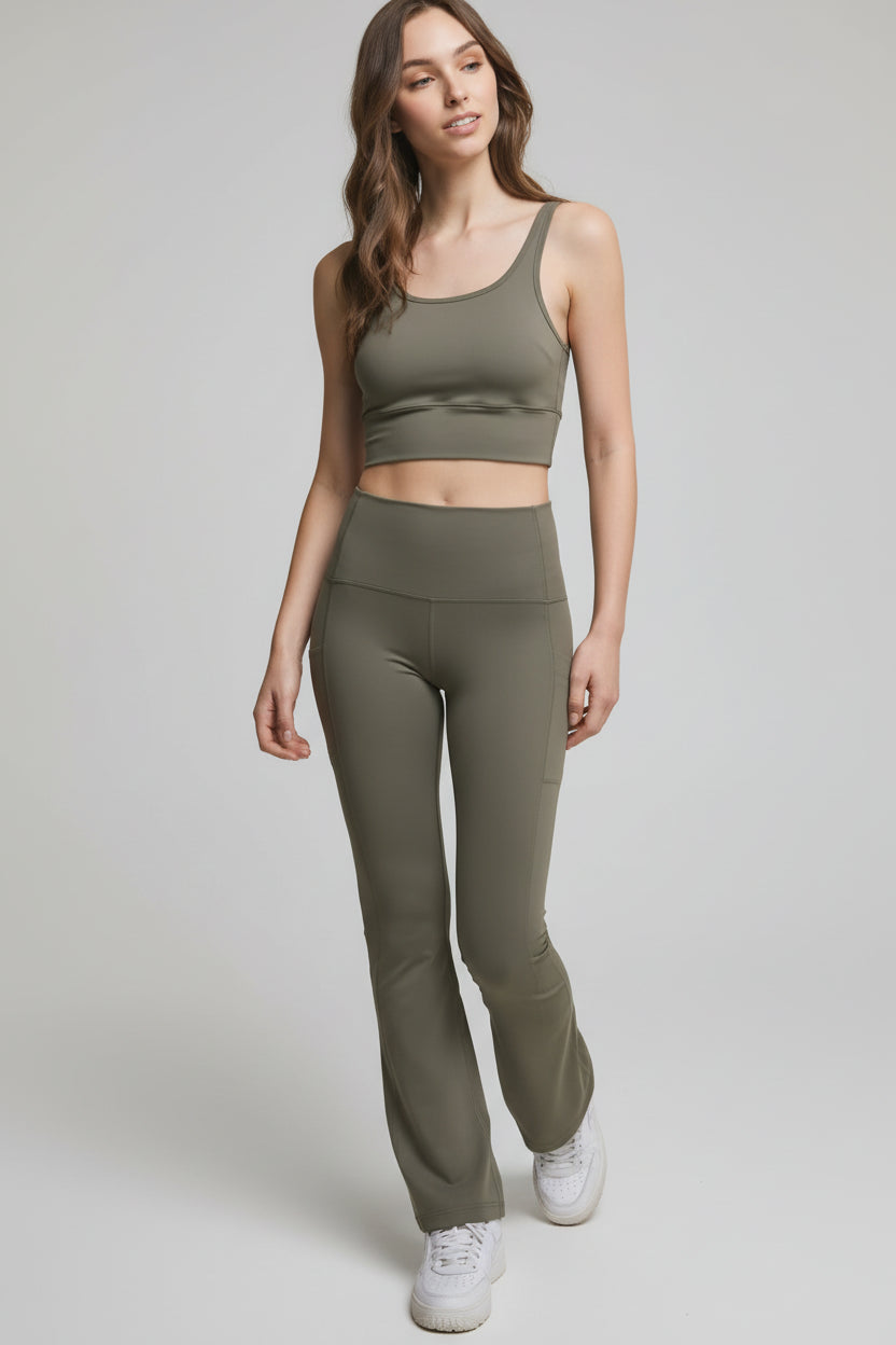 Love Tree High Waist Flare Active Leggings with Side Pockets
