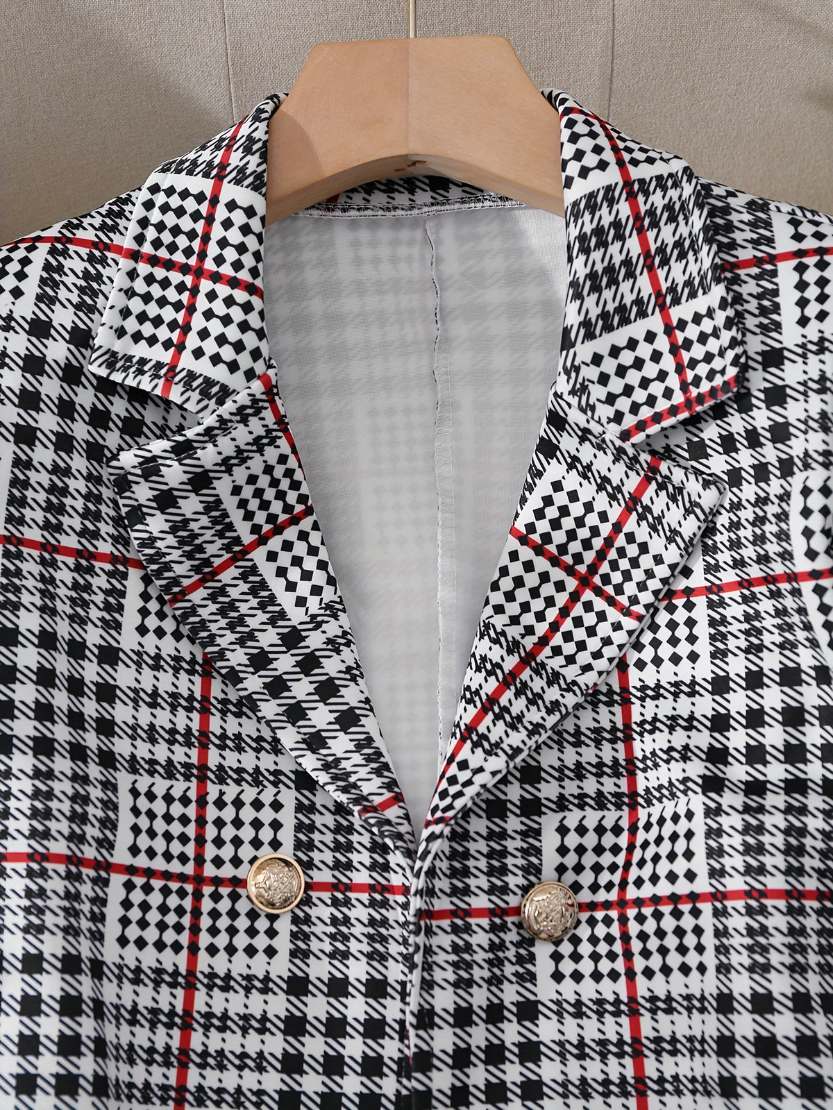 Women's Plaid Skirt Suit with Lapel Jacket
