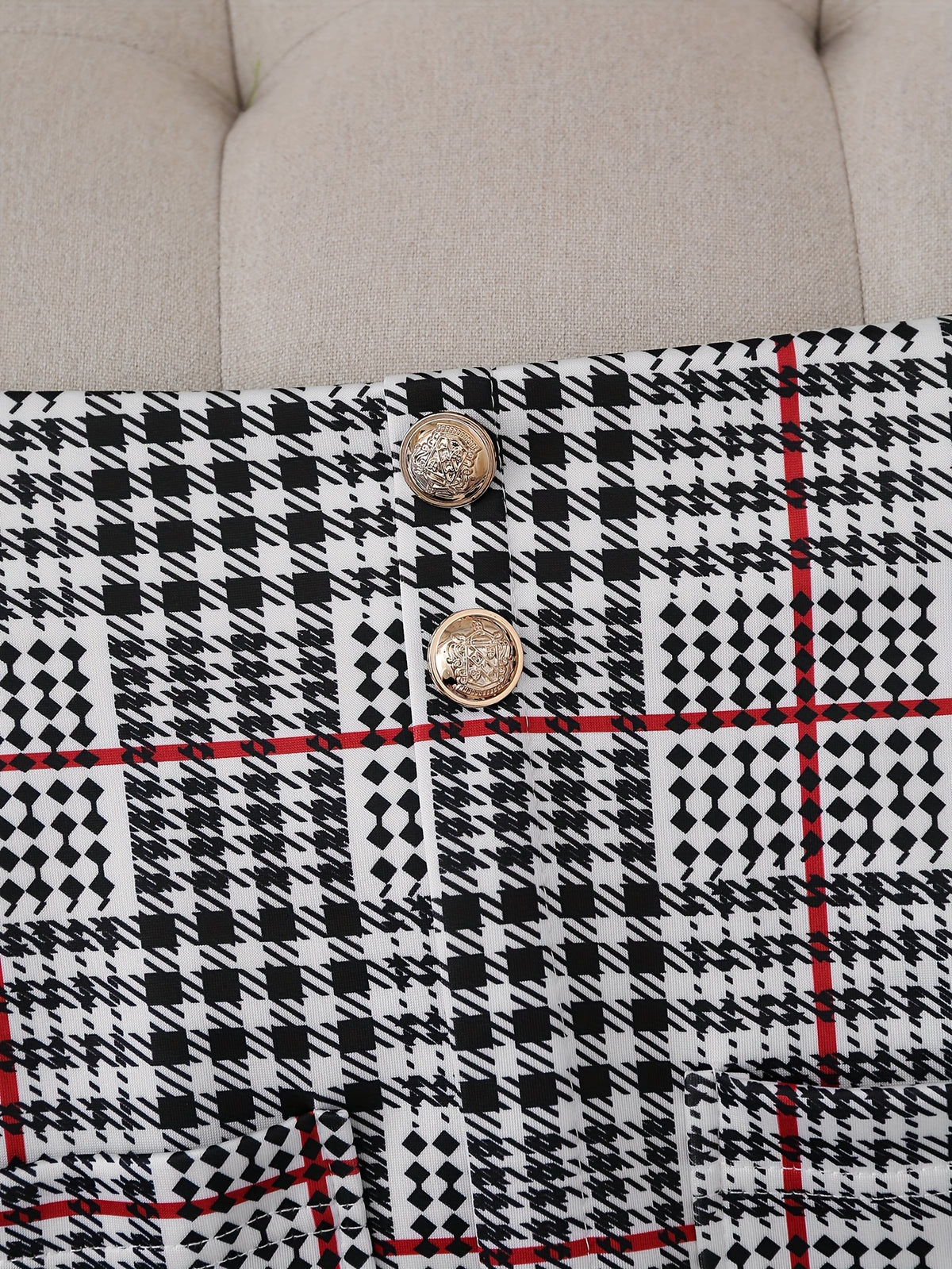 Women's Plaid Skirt Suit with Lapel Jacket