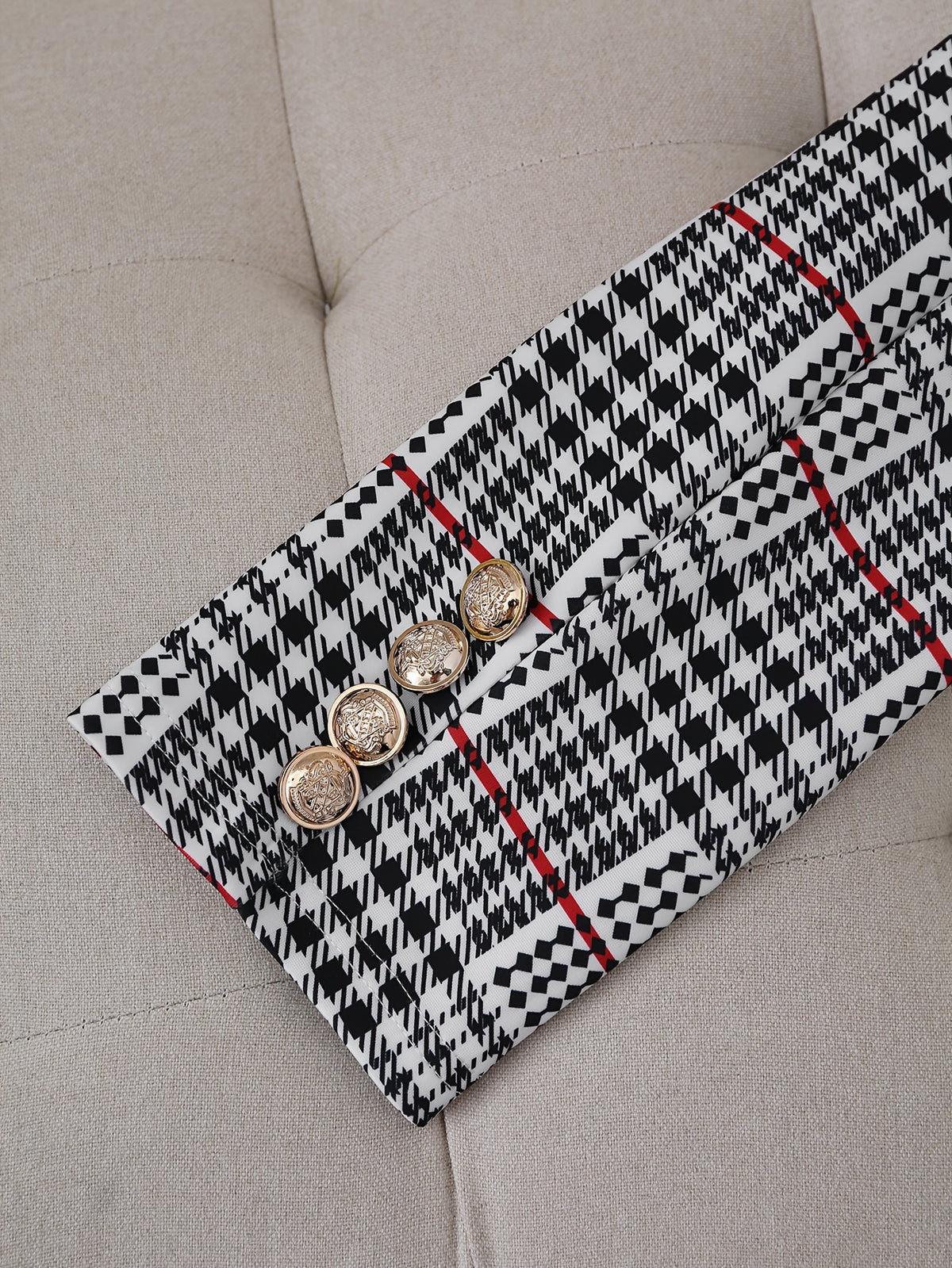 Women's Plaid Skirt Suit with Lapel Jacket