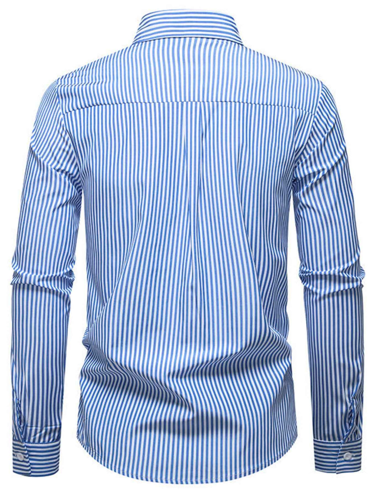 Men's Striped Woven Pattern Long Sleeve Shirt