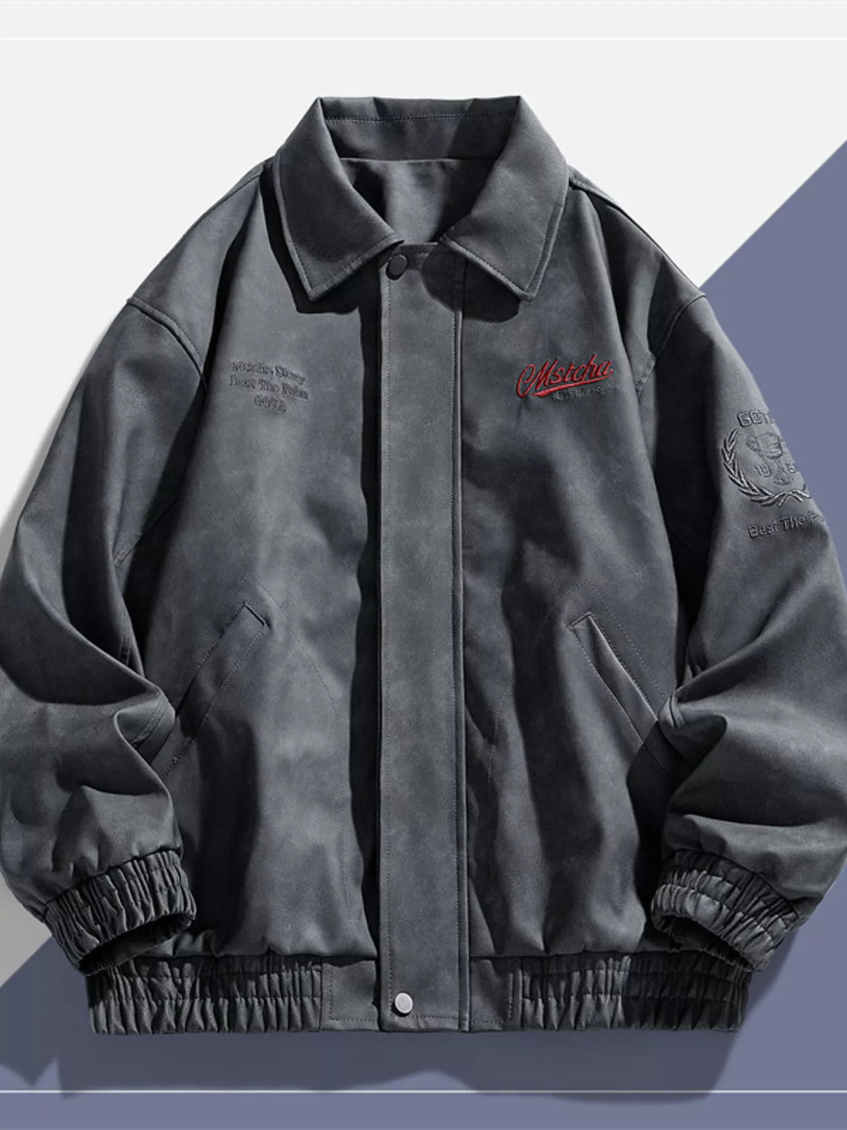 Men's Plus Size Embroidered Elastic Waist Casual Jacket