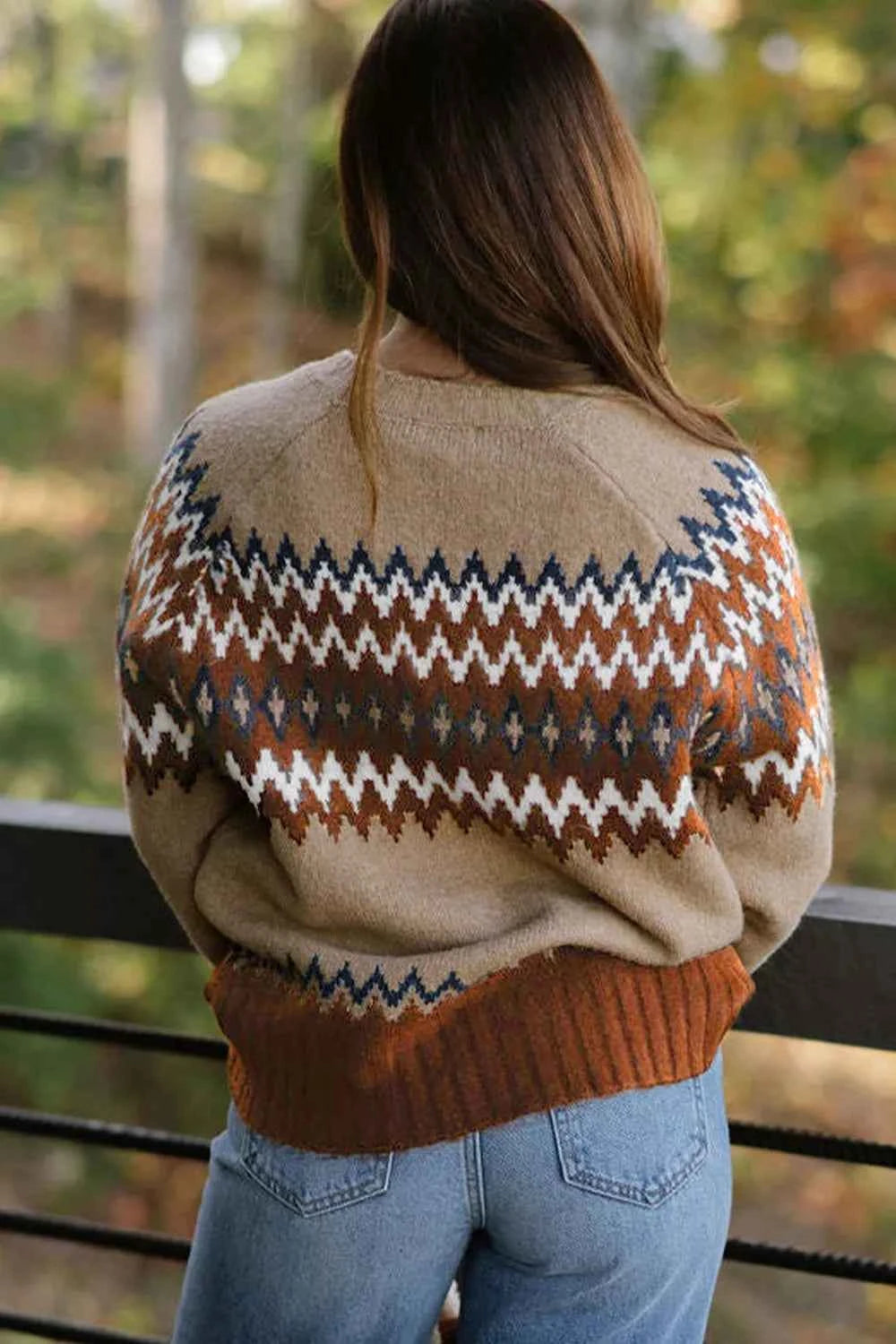 Geometric Pattern Long Sleeve Sweater
