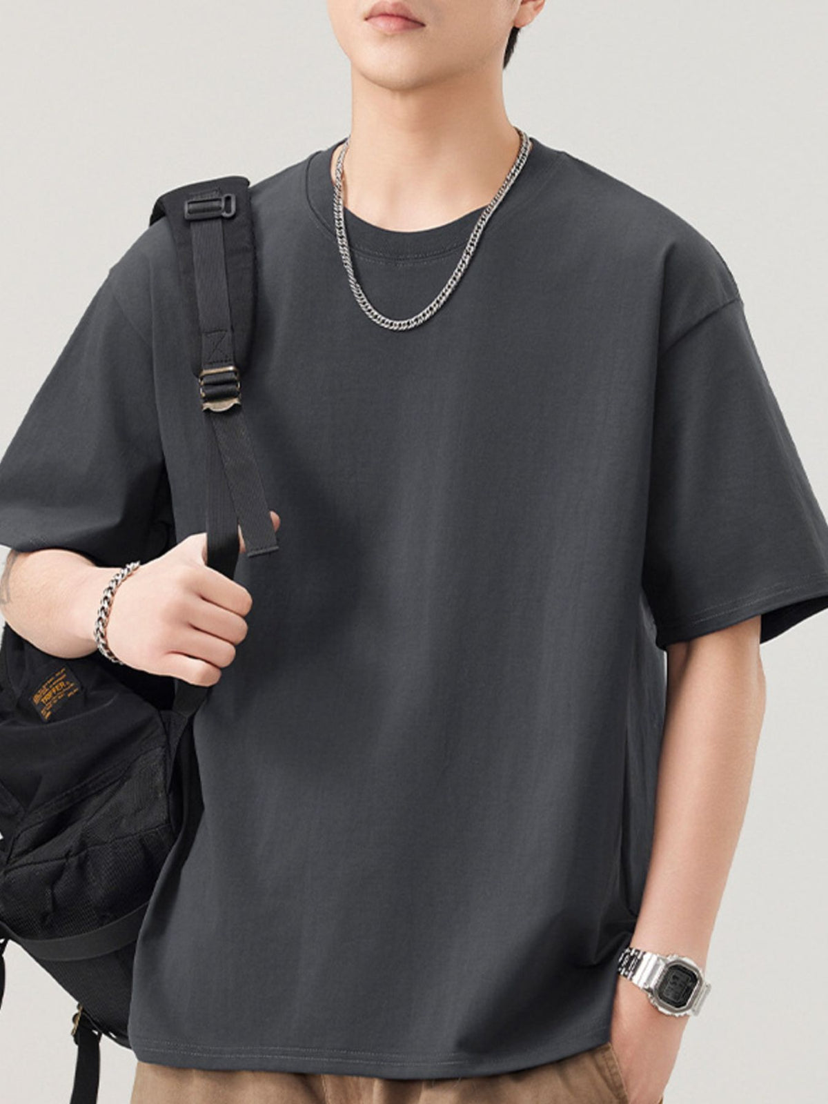 Men's Plus Size Solid Color Casual Loose T-Shirt