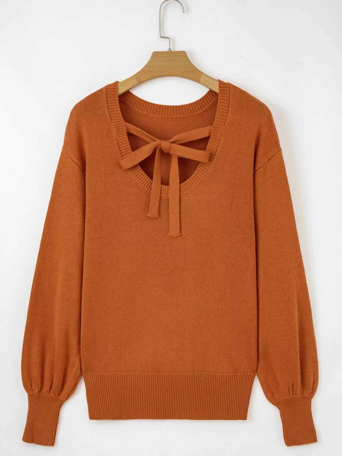 Solid Color Ribbed Trim Drop Shoulder Sweater
