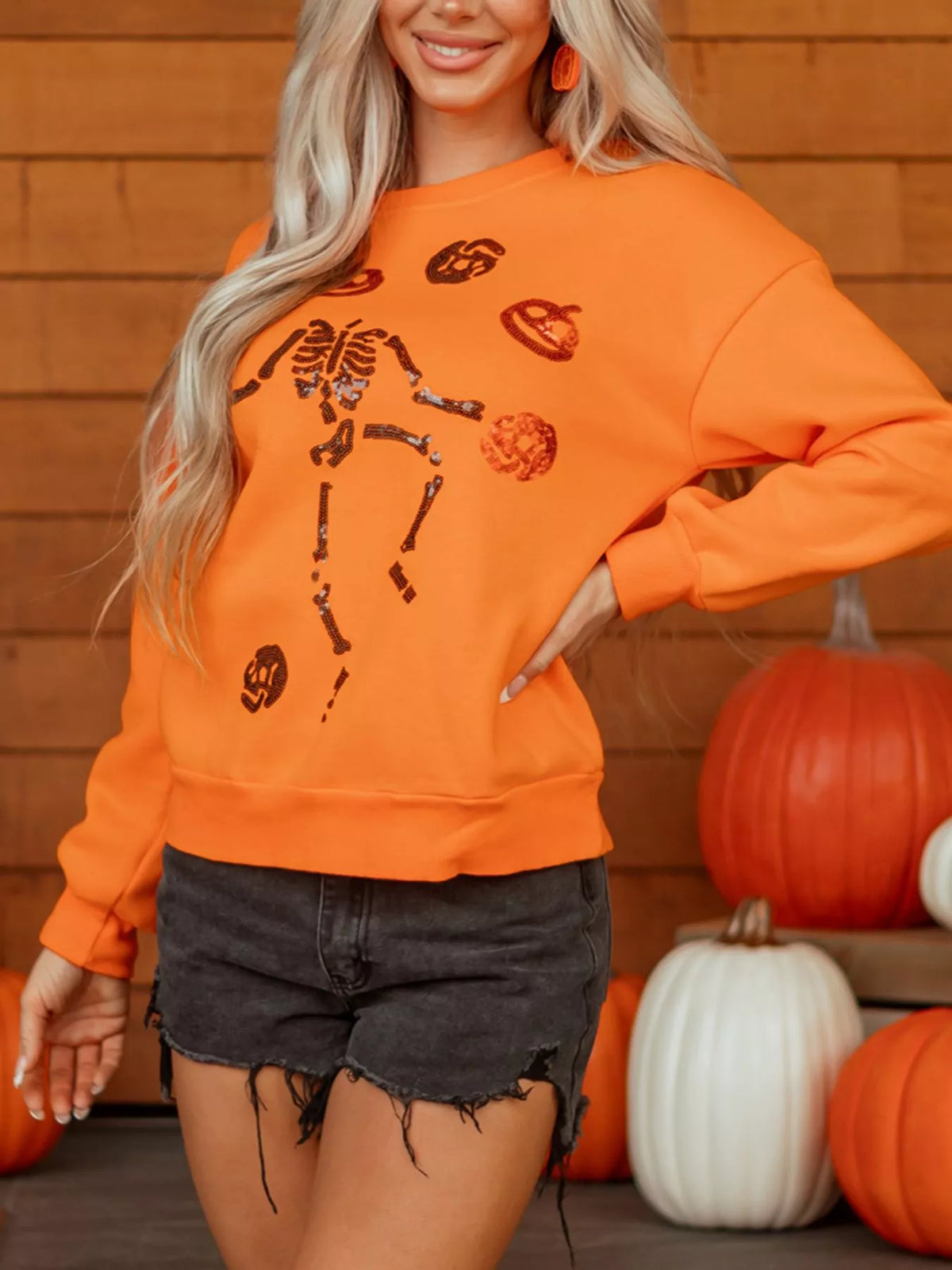 Dancing Critters Sequin Halloween Crewneck Sweatshirt