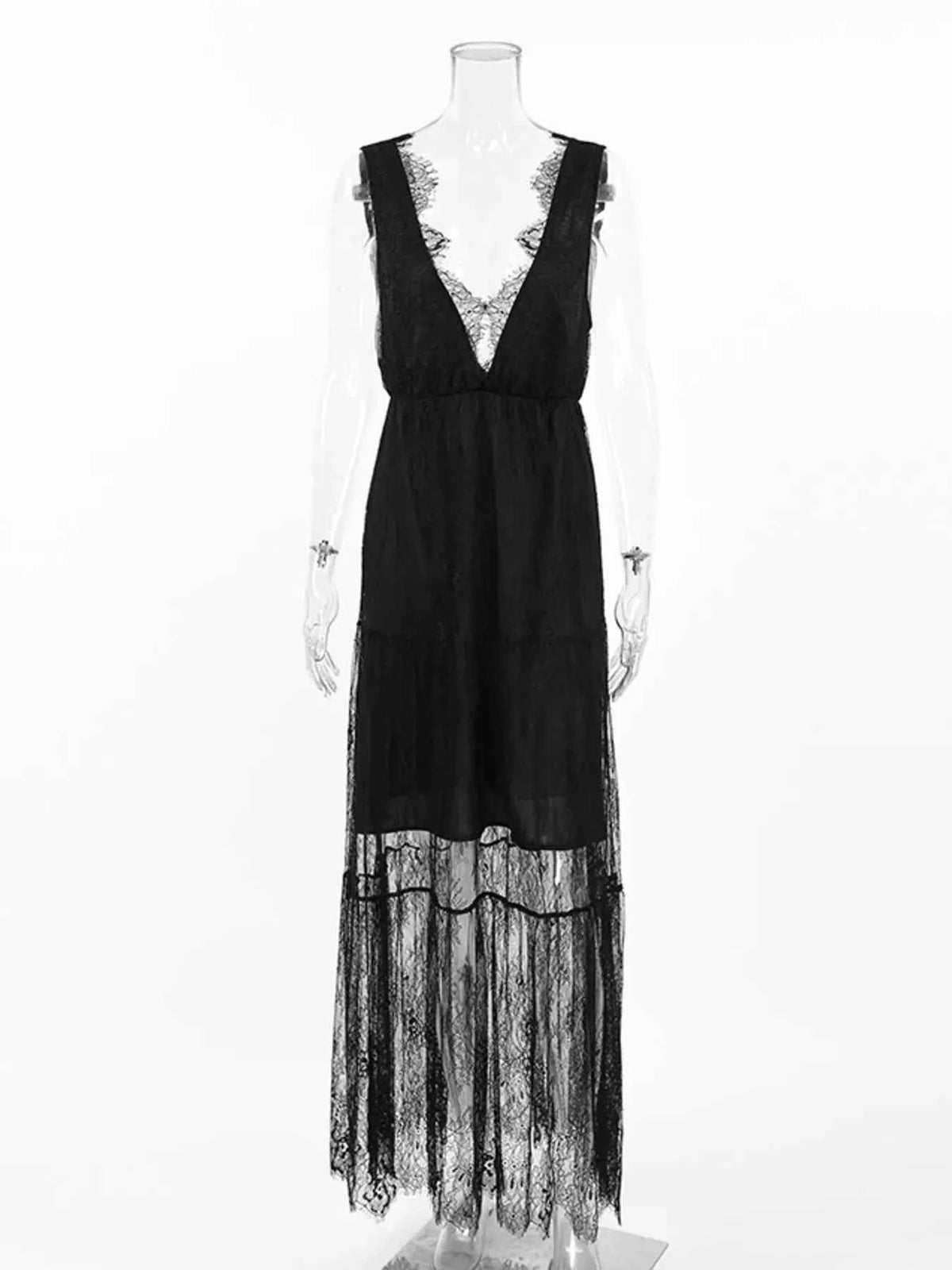 Lace V-Neck Sleeveless Maxi Dress