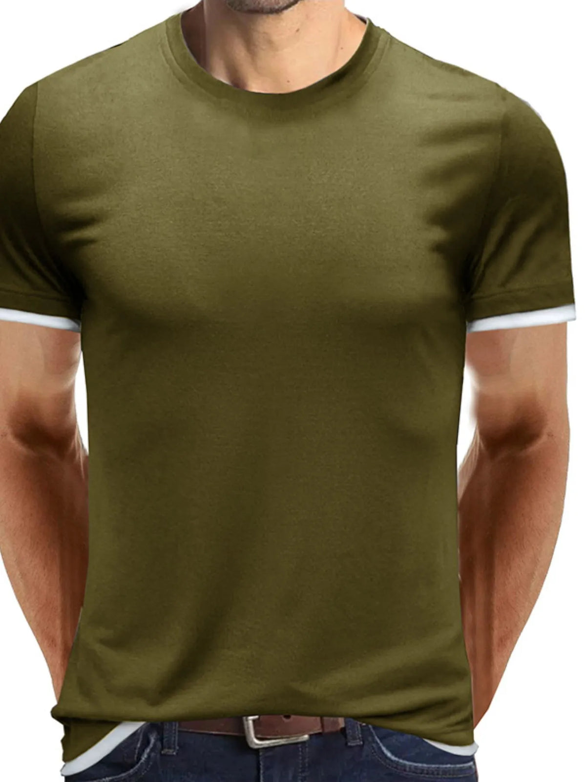 Men's Classic Contrast Trim Crew Neck T-Shirt