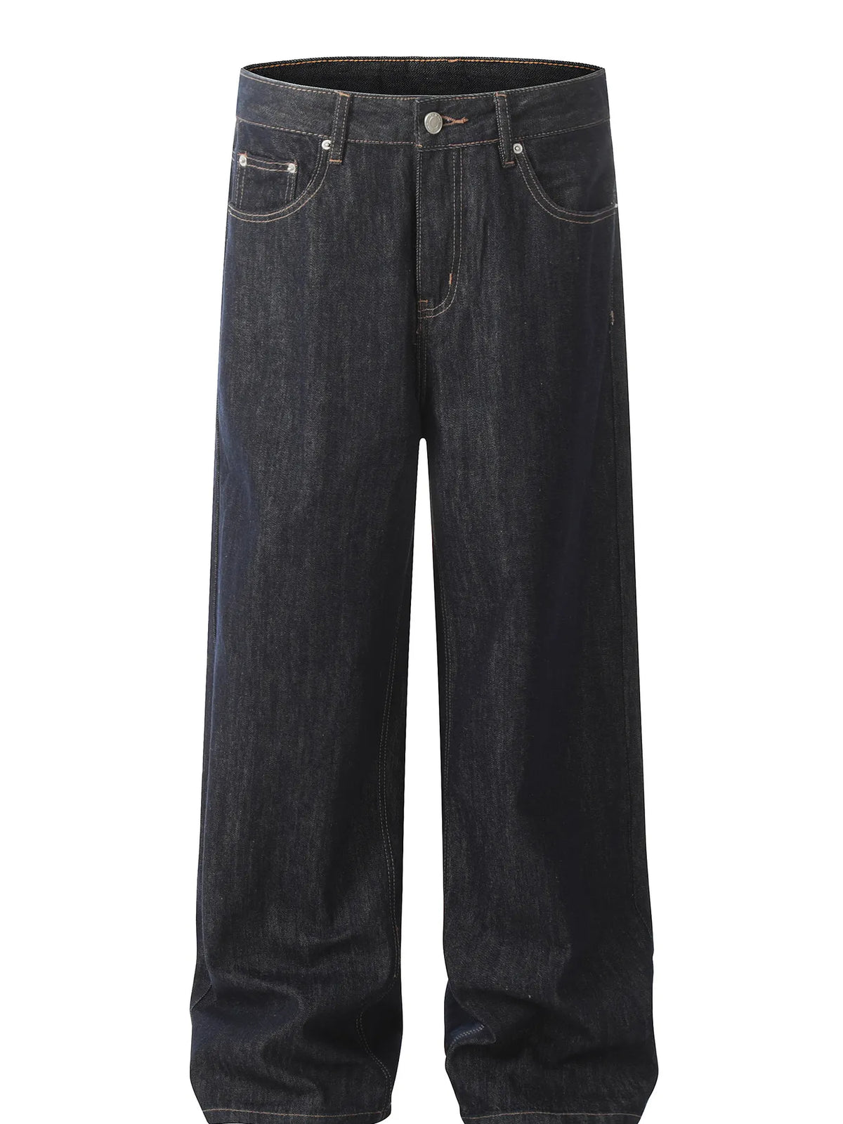 Men's Washed High Waist Straight Jeans