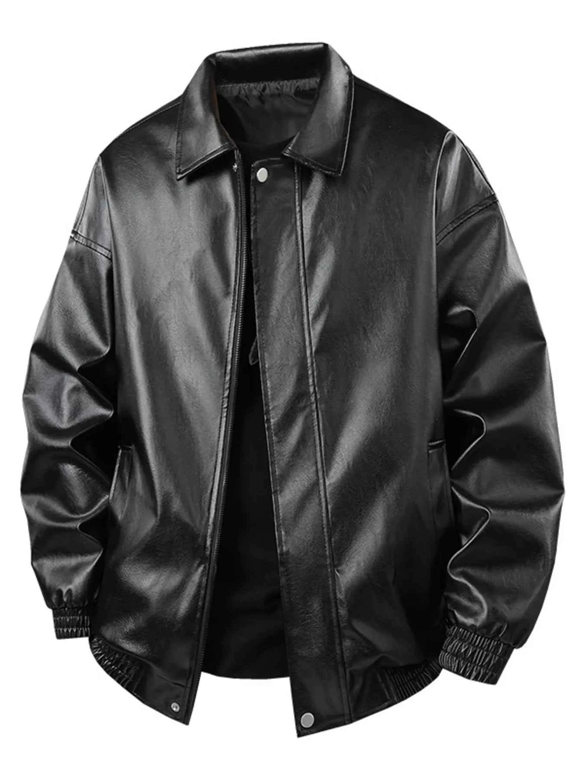 Men's Plus Size Zip Up Leather Jacket