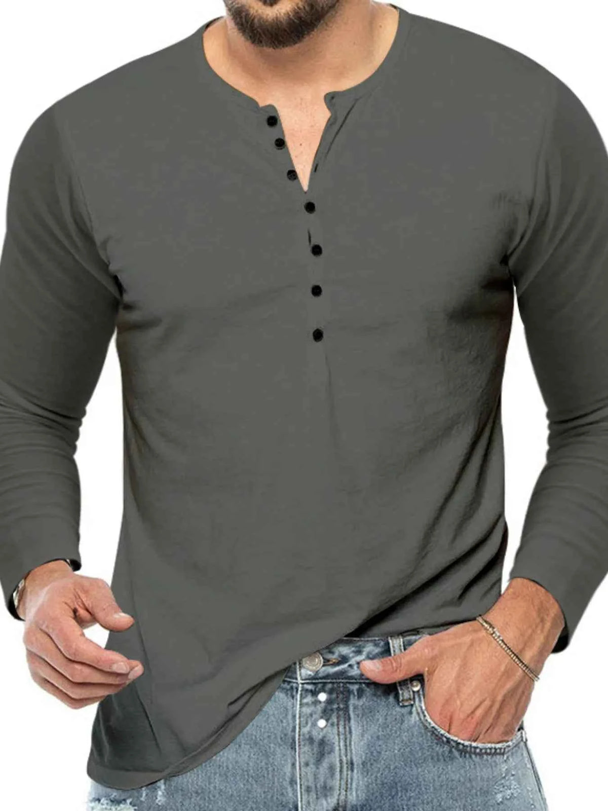 Men's Plus Size Button Detail Short Sleeve T-Shirt