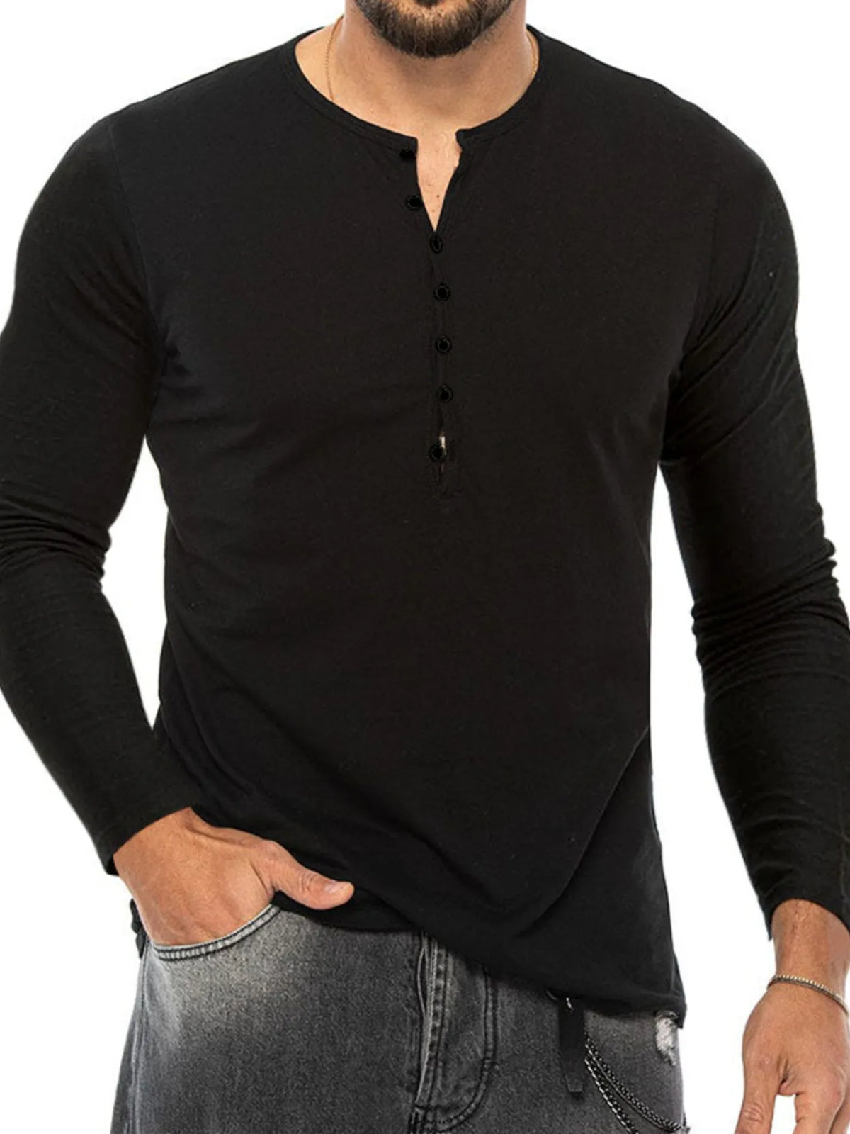 Men's Plus Size Button Detail Short Sleeve T-Shirt