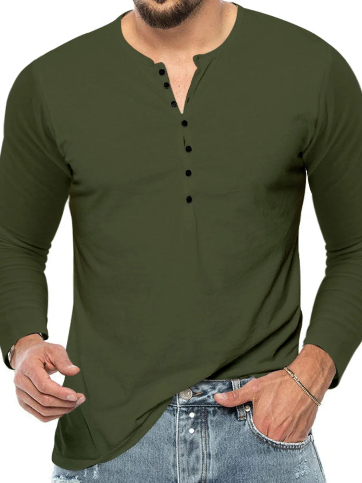 Men's Plus Size Button Detail Short Sleeve T-Shirt