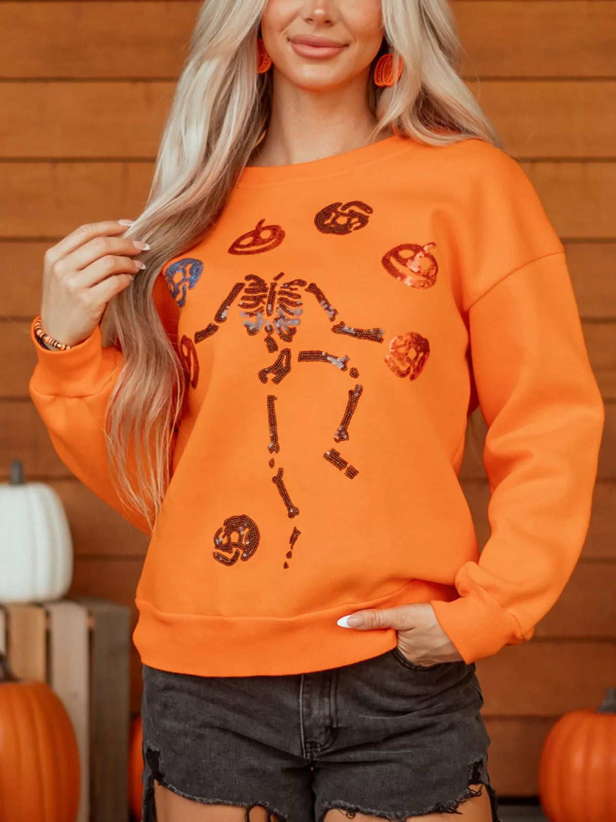 Dancing Critters Sequin Halloween Crewneck Sweatshirt