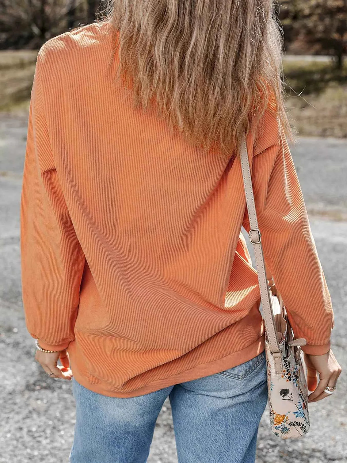 Halloween Leopard Pumpkin Patchwork Ribbed Sweatshirt