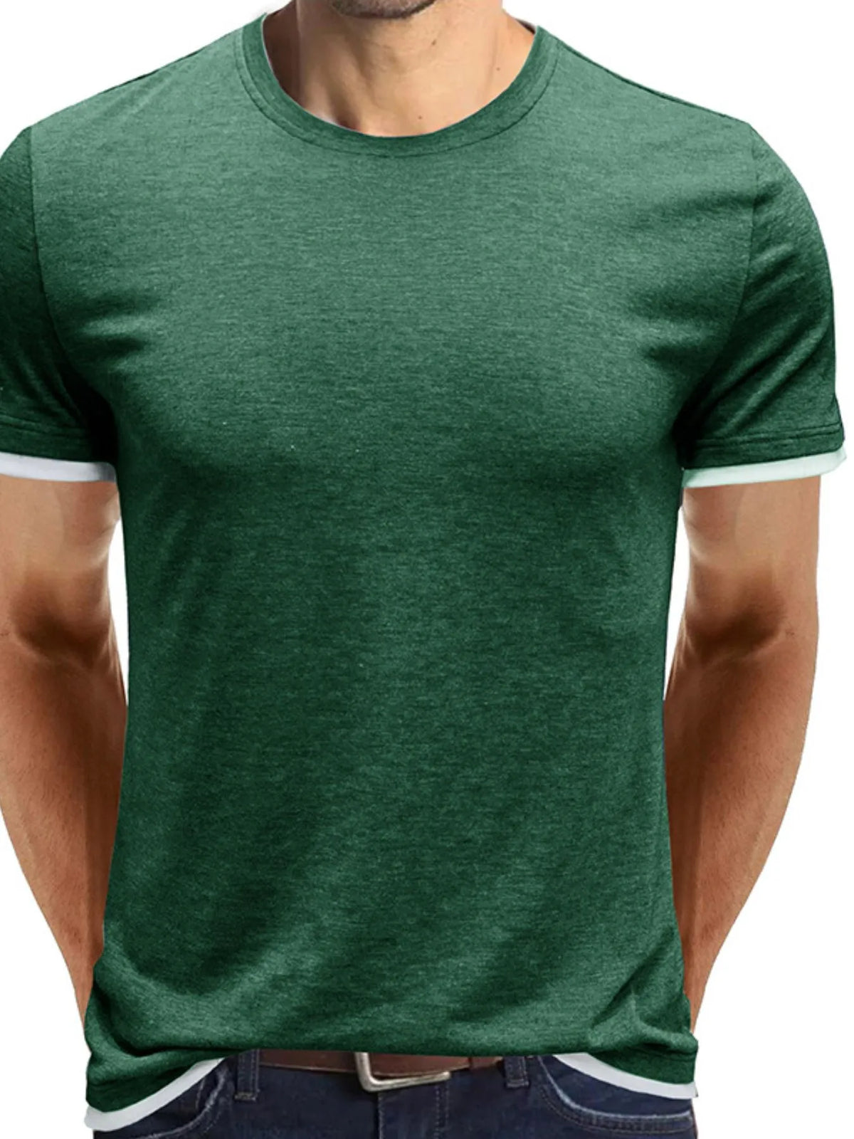 Men's Classic Contrast Trim Crew Neck T-Shirt