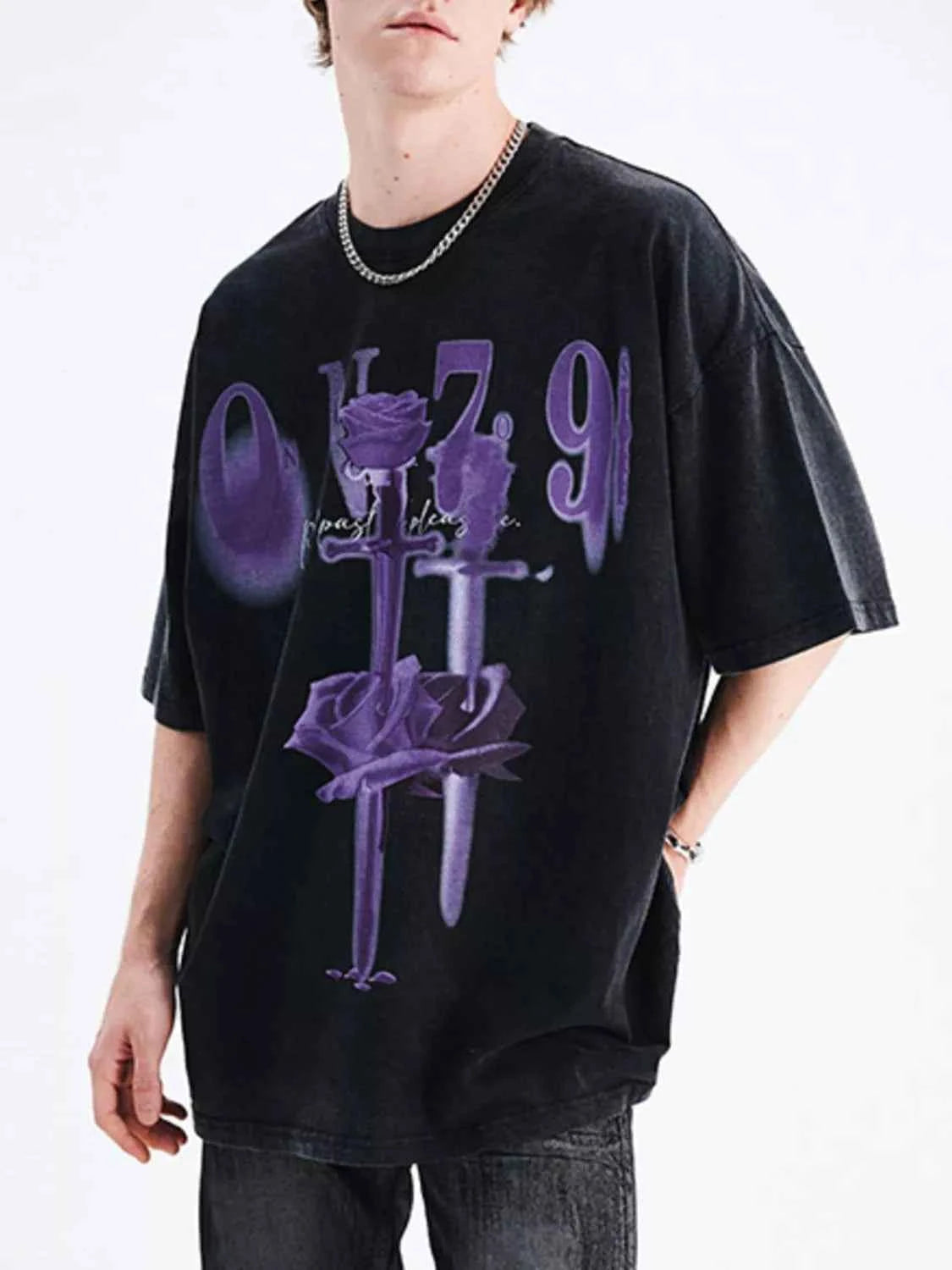Men's Graphic Round Neck Short Sleeve T-Shirt