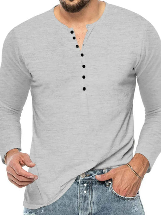 Men's Plus Size Button Detail Short Sleeve T-Shirt