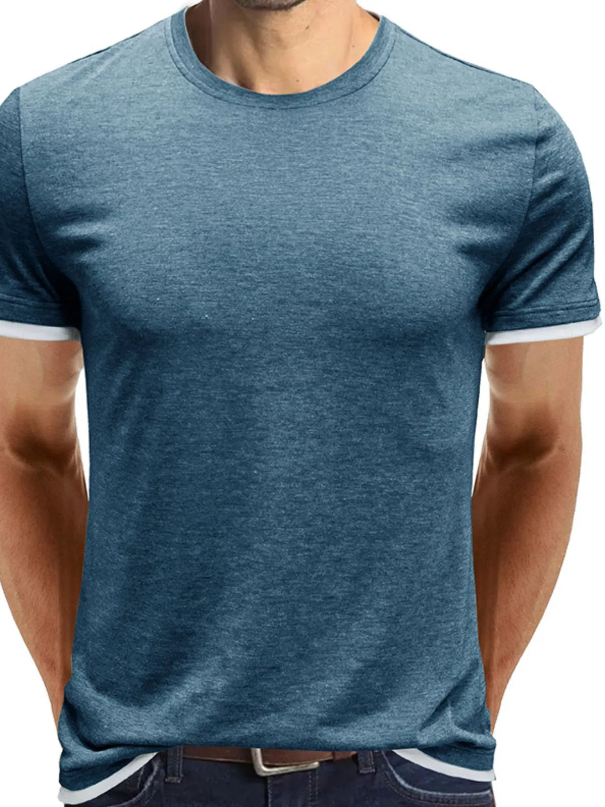 Men's Classic Contrast Trim Crew Neck T-Shirt