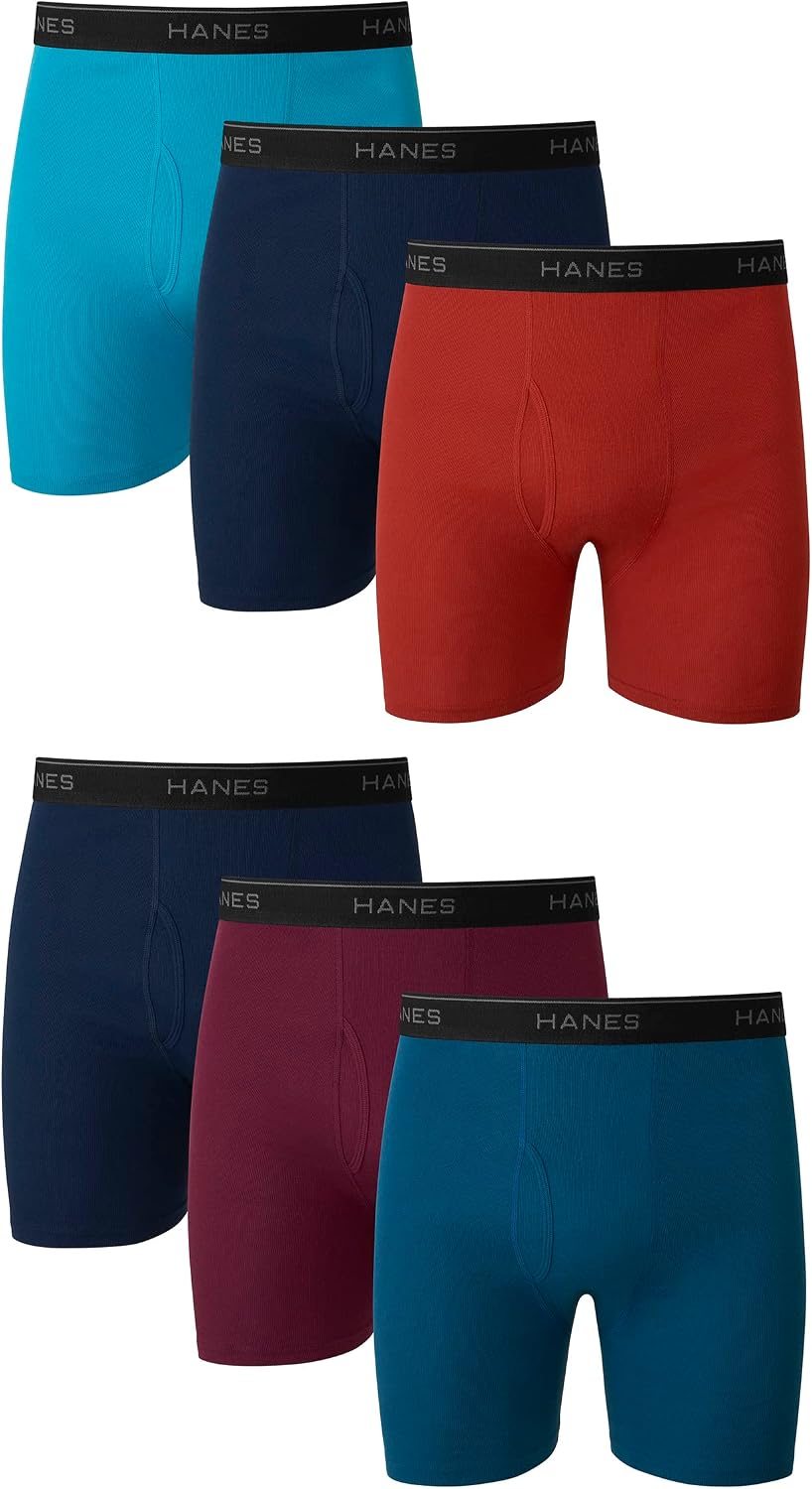 Hanes mens Underwear Boxer Briefs Pack, Cool & Breathable Cotton Moisture-wicking Underwear for Men, No Ride Up - Vennix