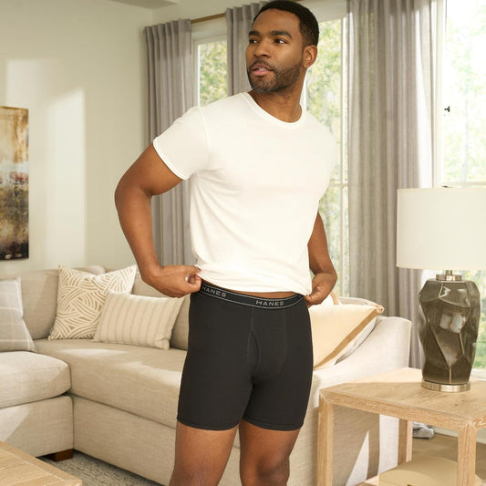 Hanes Mens Cool Cotton Boxer Briefs - 6-Pack Moisture-Wicking Underwear