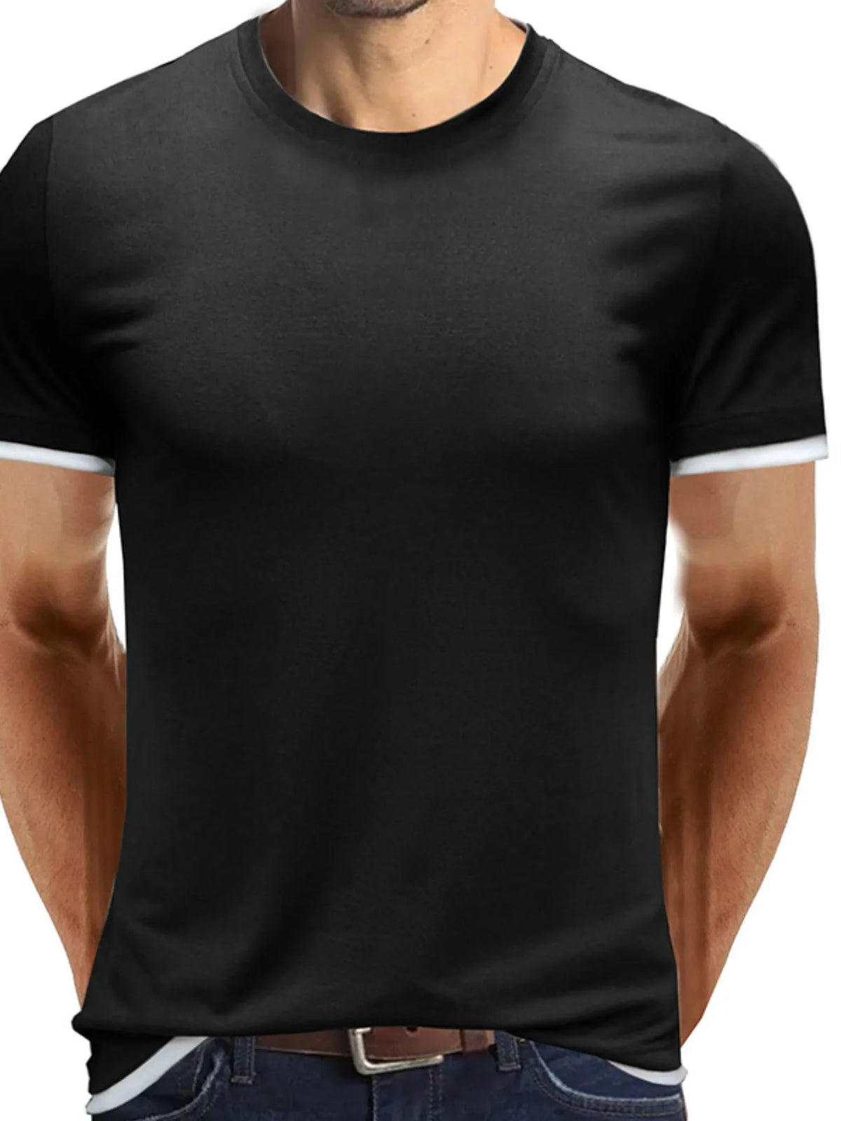 Men's Classic Contrast Trim Crew Neck T-Shirt