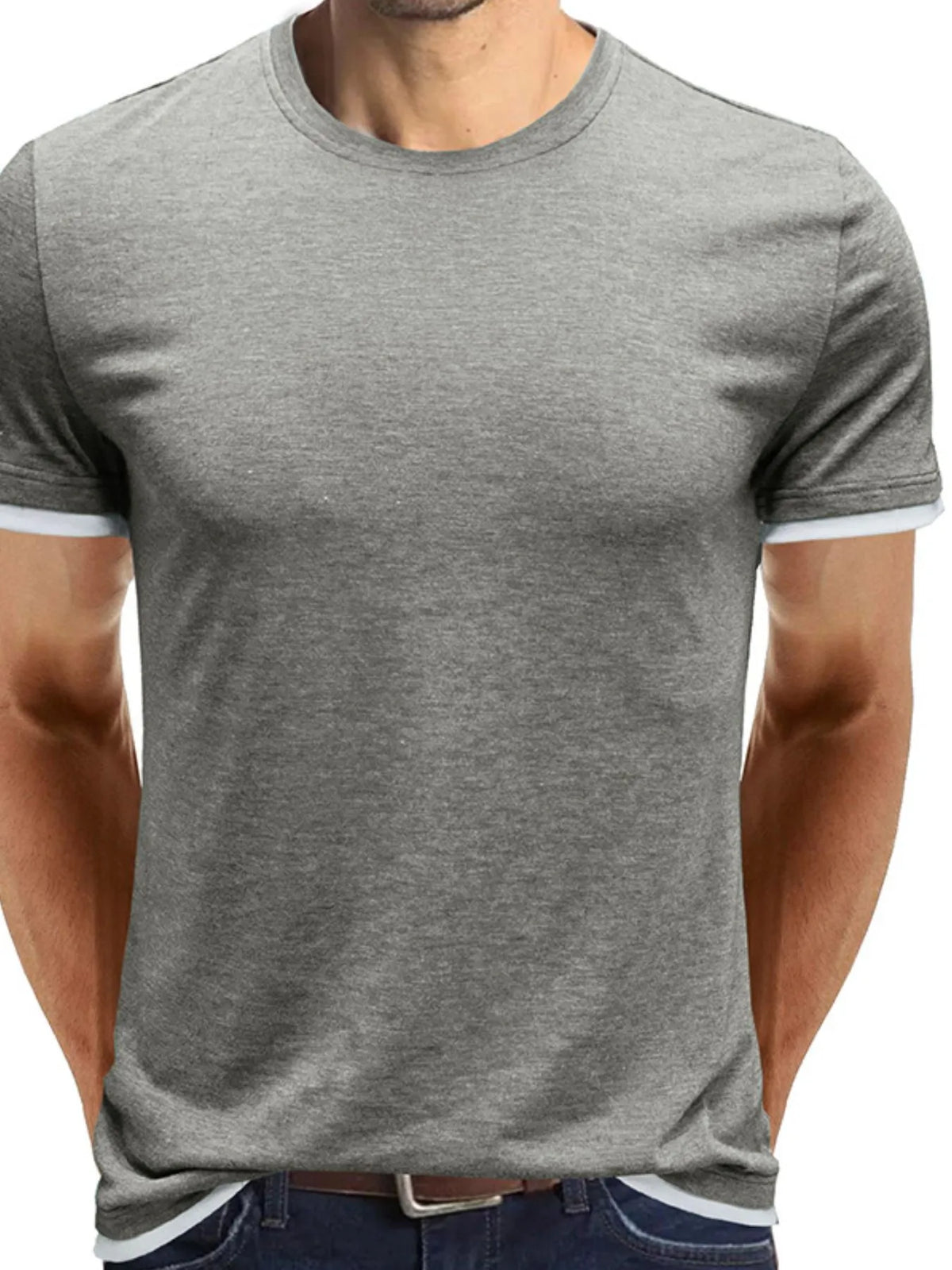 Men's Classic Contrast Trim Crew Neck T-Shirt