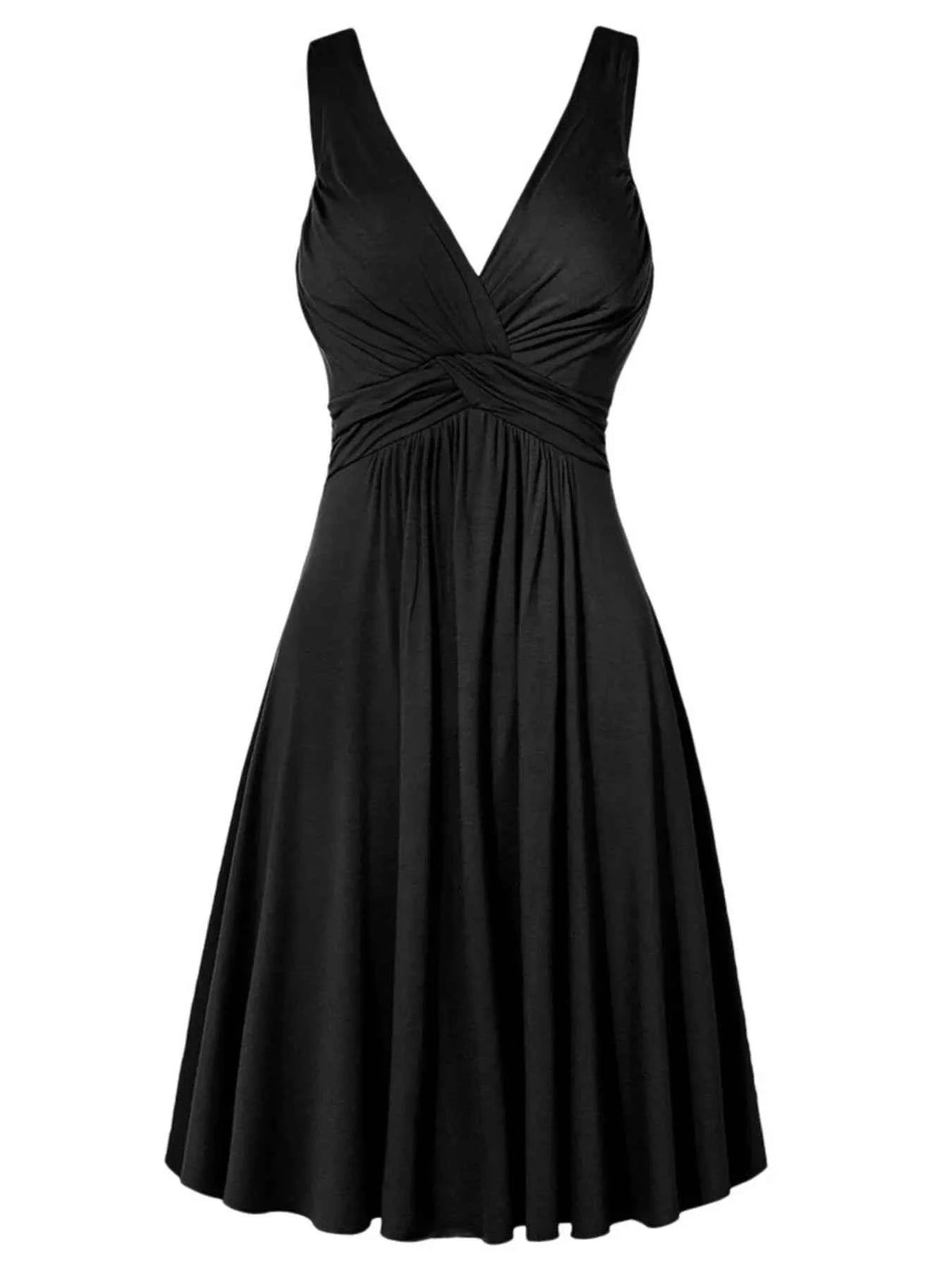 Full Size Twisted Sleeveless Ruched Waist A-Line Dress Plus Size