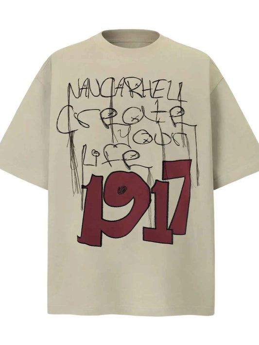 Men's Vintage Style 1917 Graphic Oversized T-Shirt