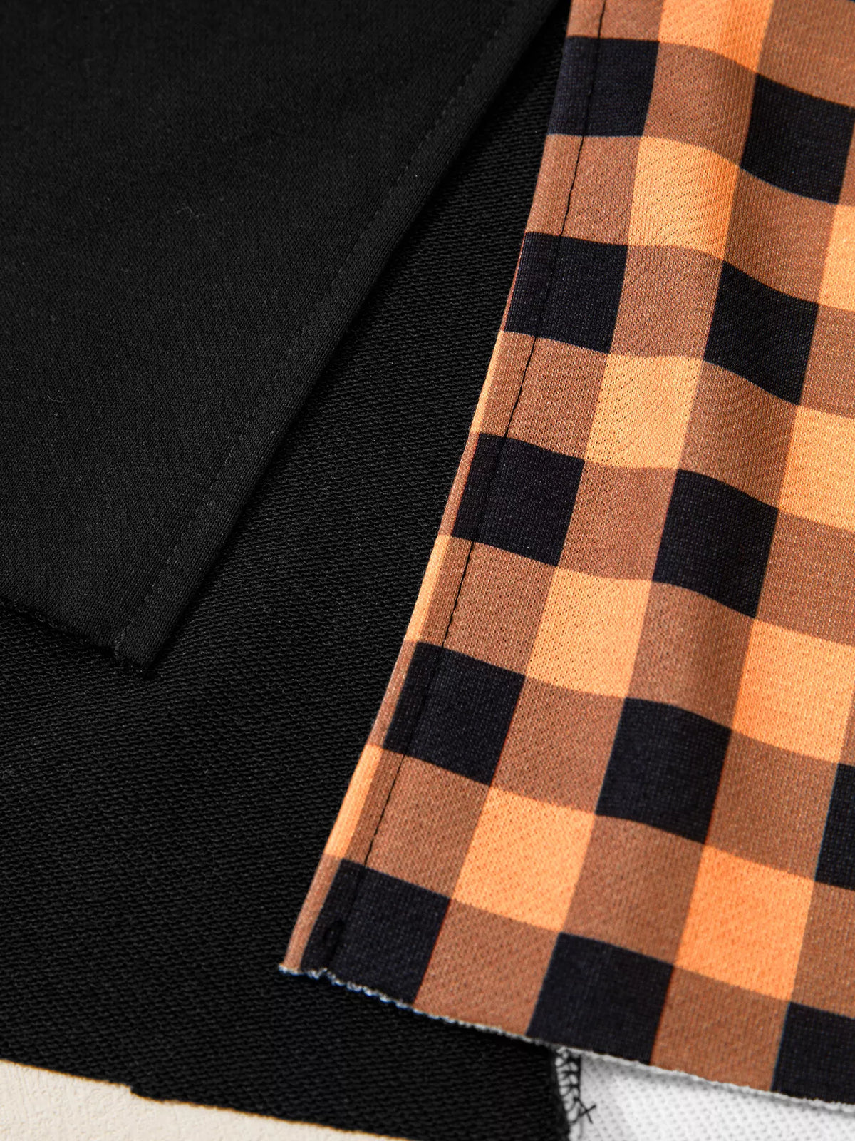 Patchwork Plaid Pumpkin Face Long Sleeve Top