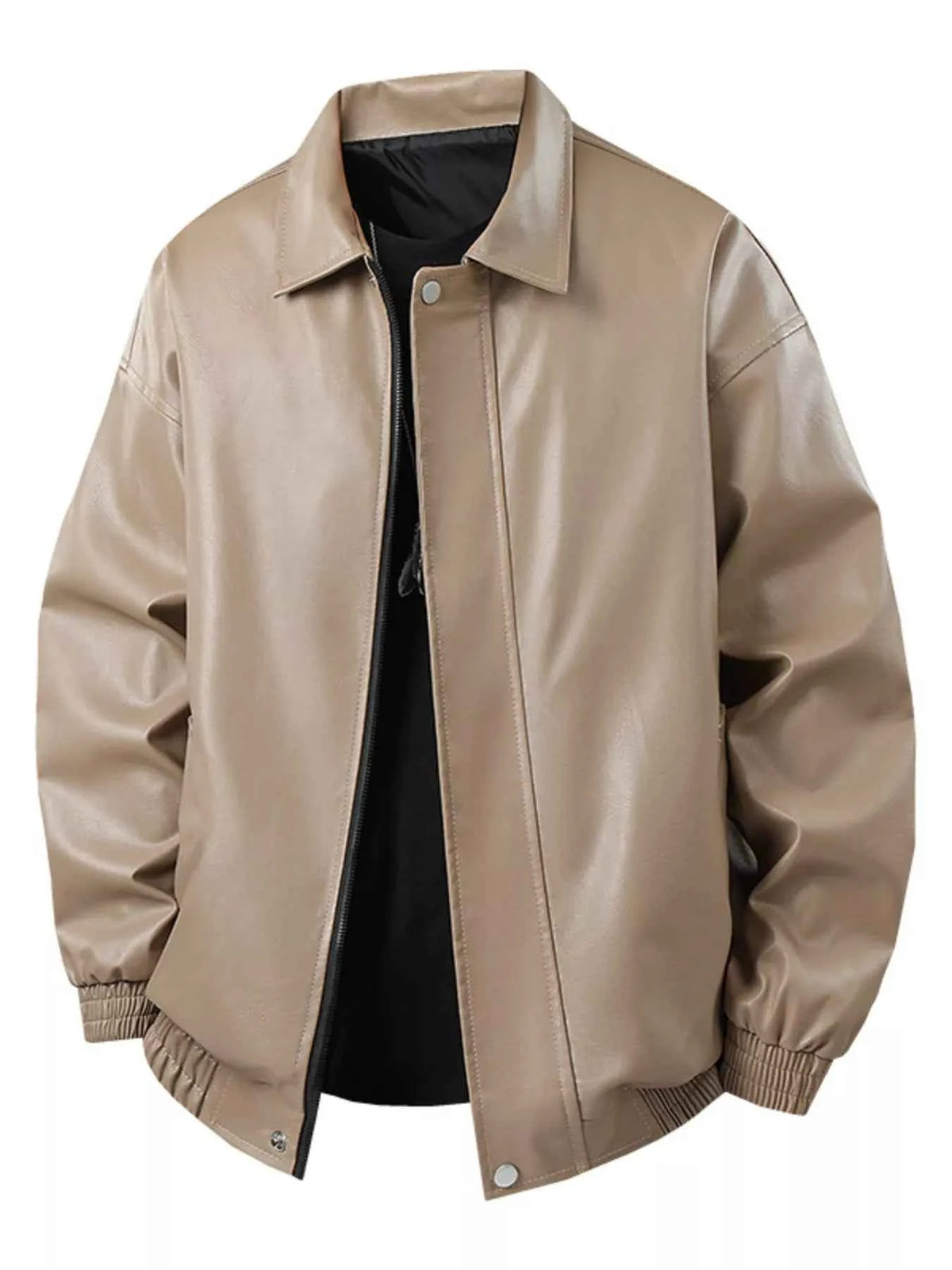 Men's Plus Size Zip Up Leather Jacket