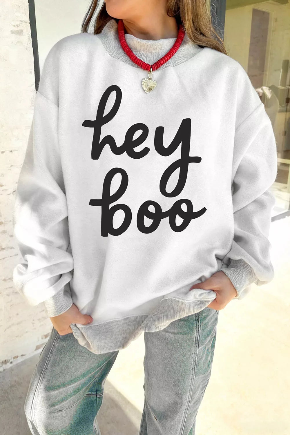 Reversible Halloween Graphic Mock Neck Tunic Sweatshirt