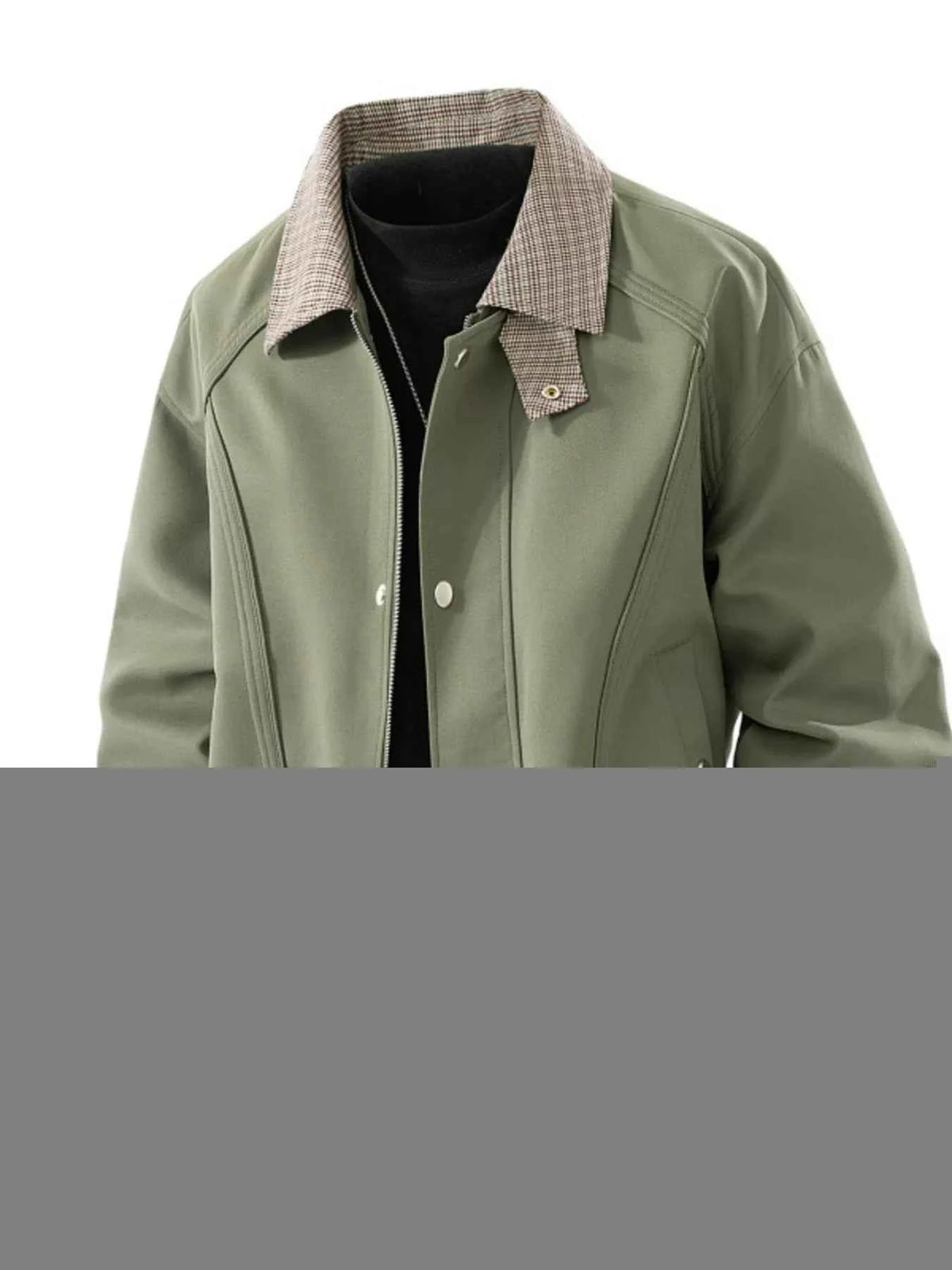 Men's Plus Size Casual Plaid Collar Zip Up Jacket
