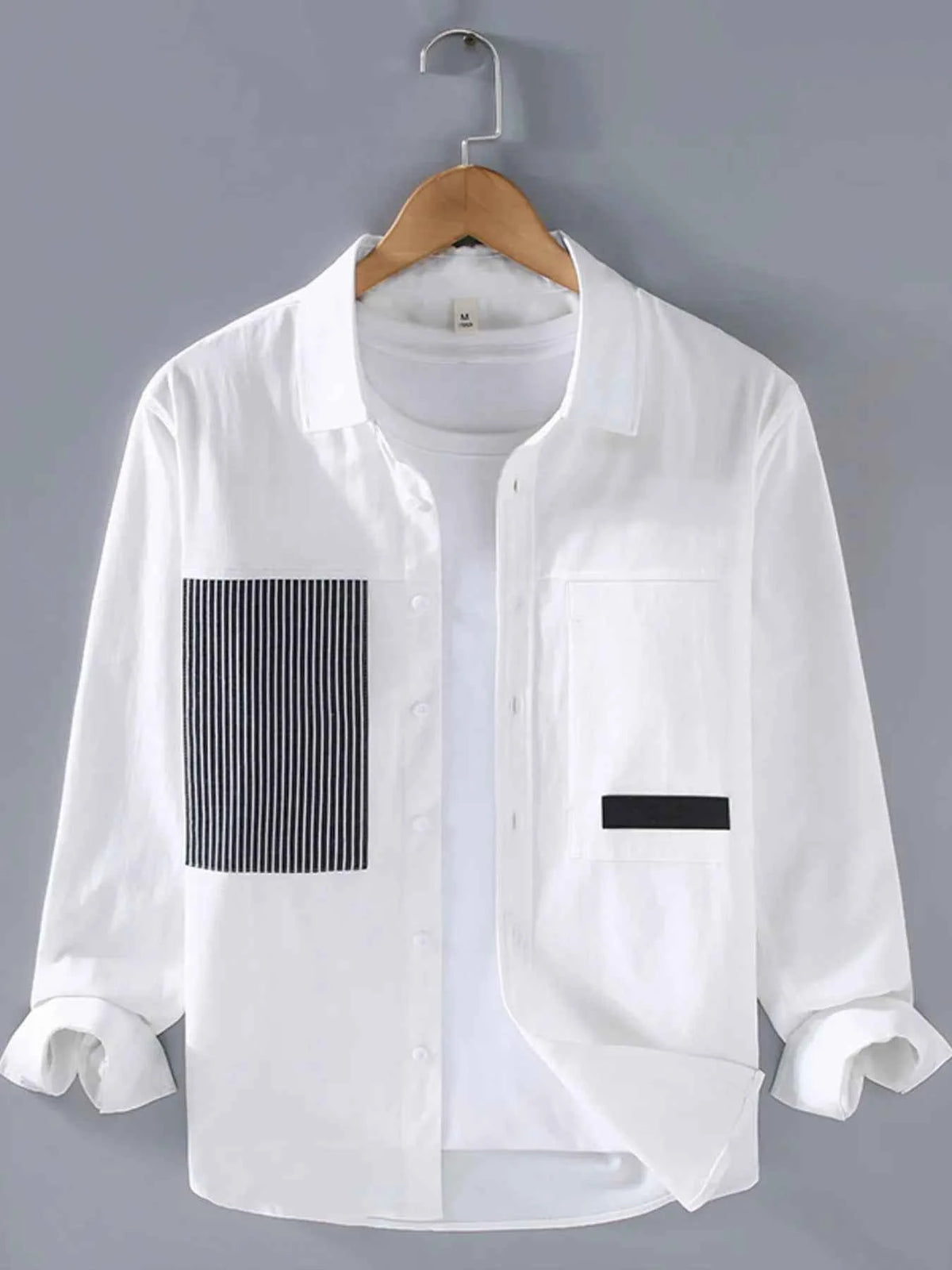 Men's Plus Size Striped Button Up Long Sleeve Shirt
