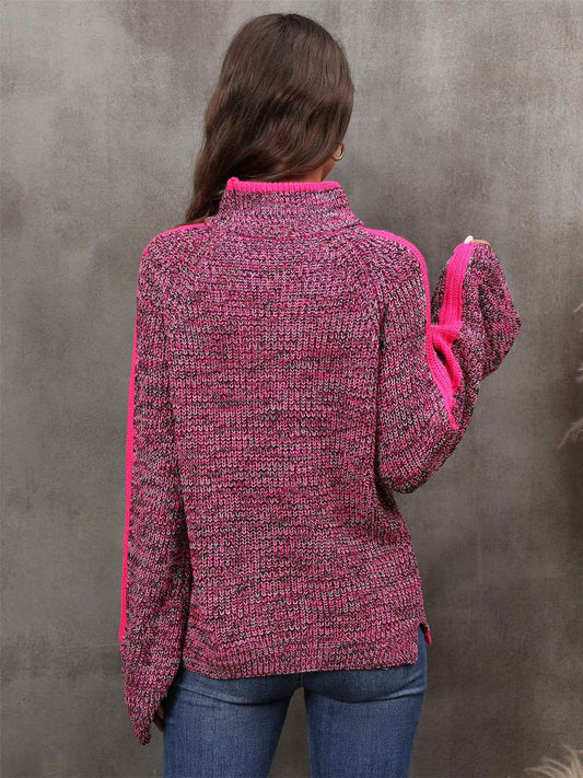 Angel Wings Heathered Turtleneck Long Sleeve Sweater