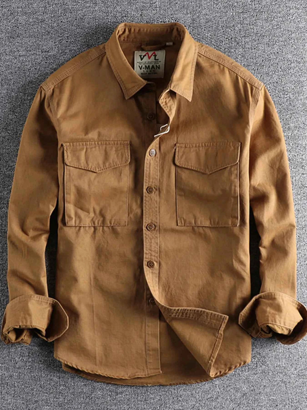 Men's Plus Size Button Up Shirt with Chest Pockets