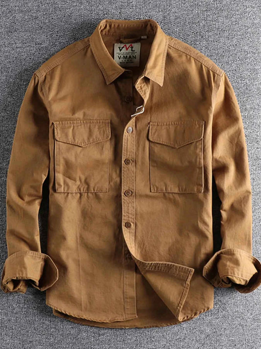 Men's Plus Size Button Up Shirt with Chest Pockets